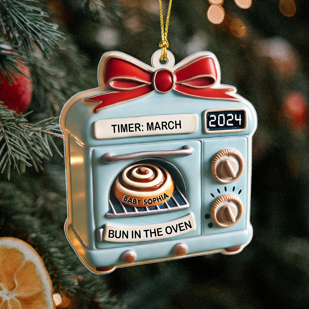 Expecting Baby Bun In Oven Christmas Ornament