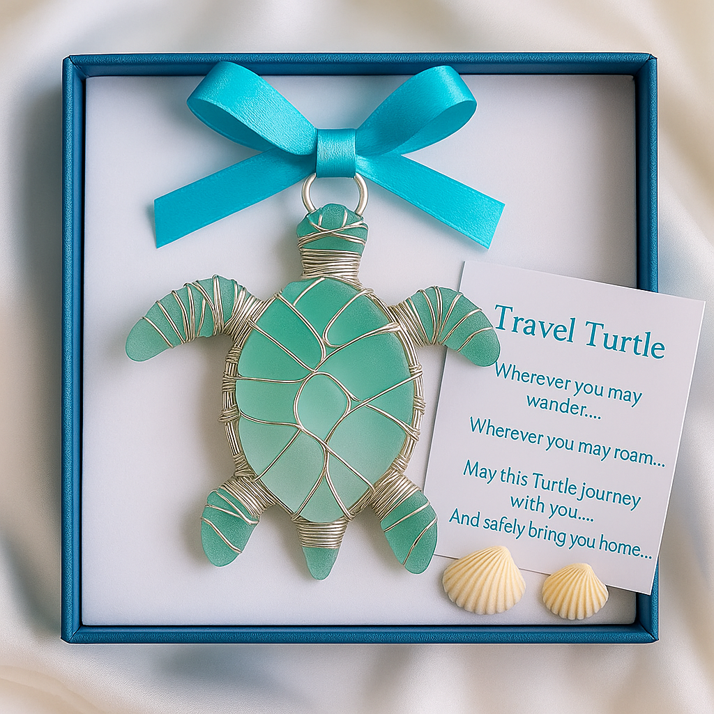 Travel Turtle Sea Glass Ornament