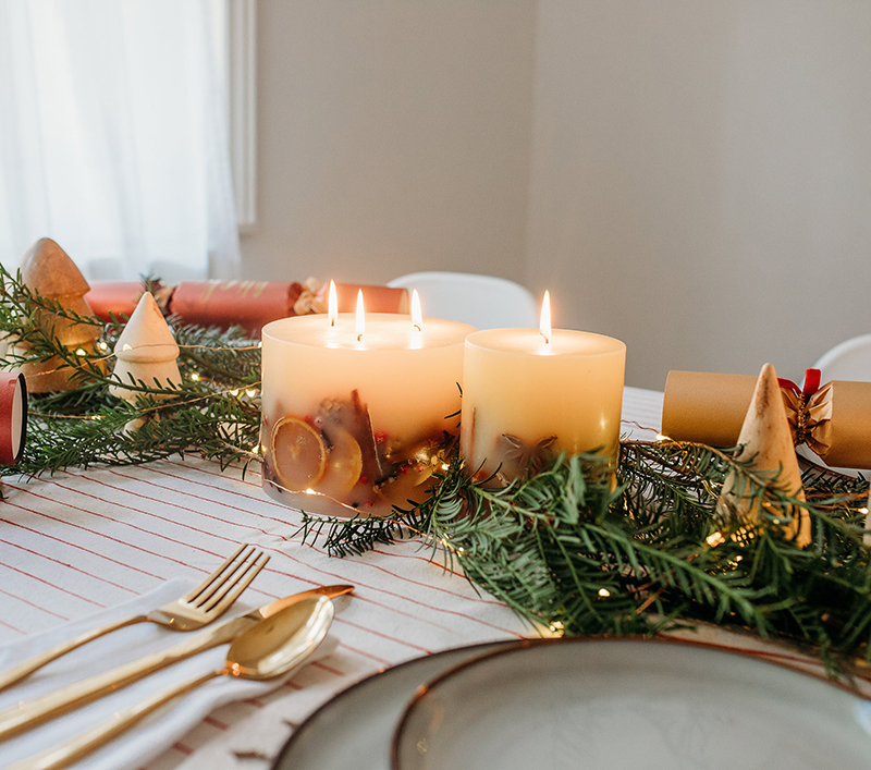 Luxury Handmade Winter Botanical Christmas Candle Orange Cinnamon Clove