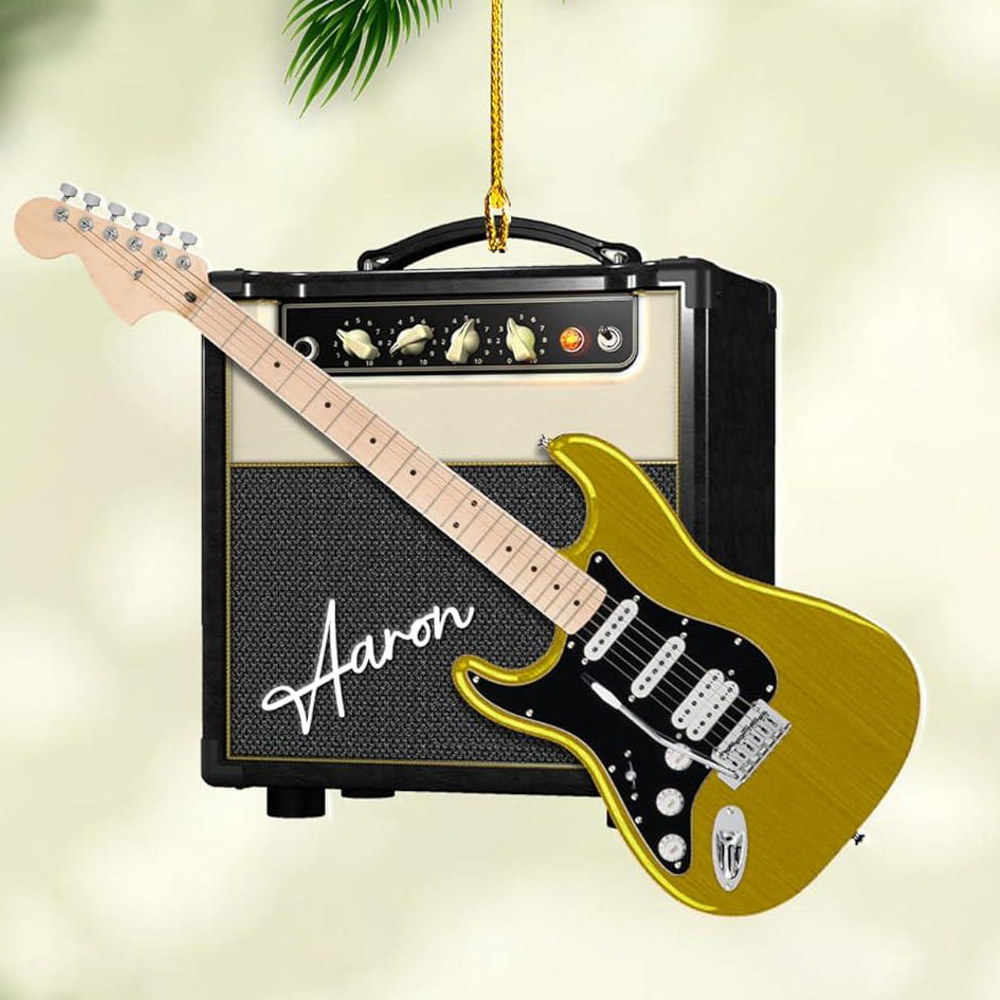 Custom Electric Guitar Christmas Ornament 2024