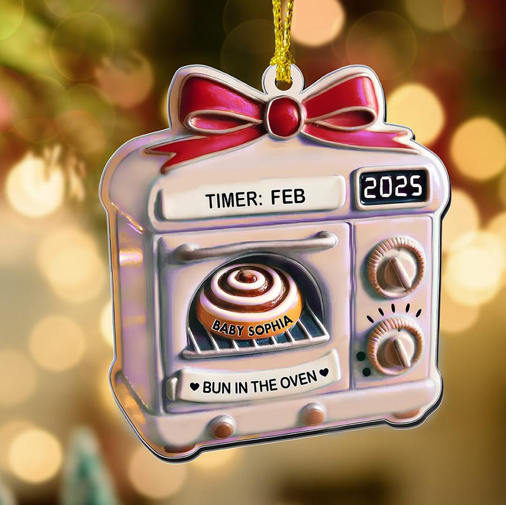 Expecting Baby Bun In Oven Christmas Ornament
