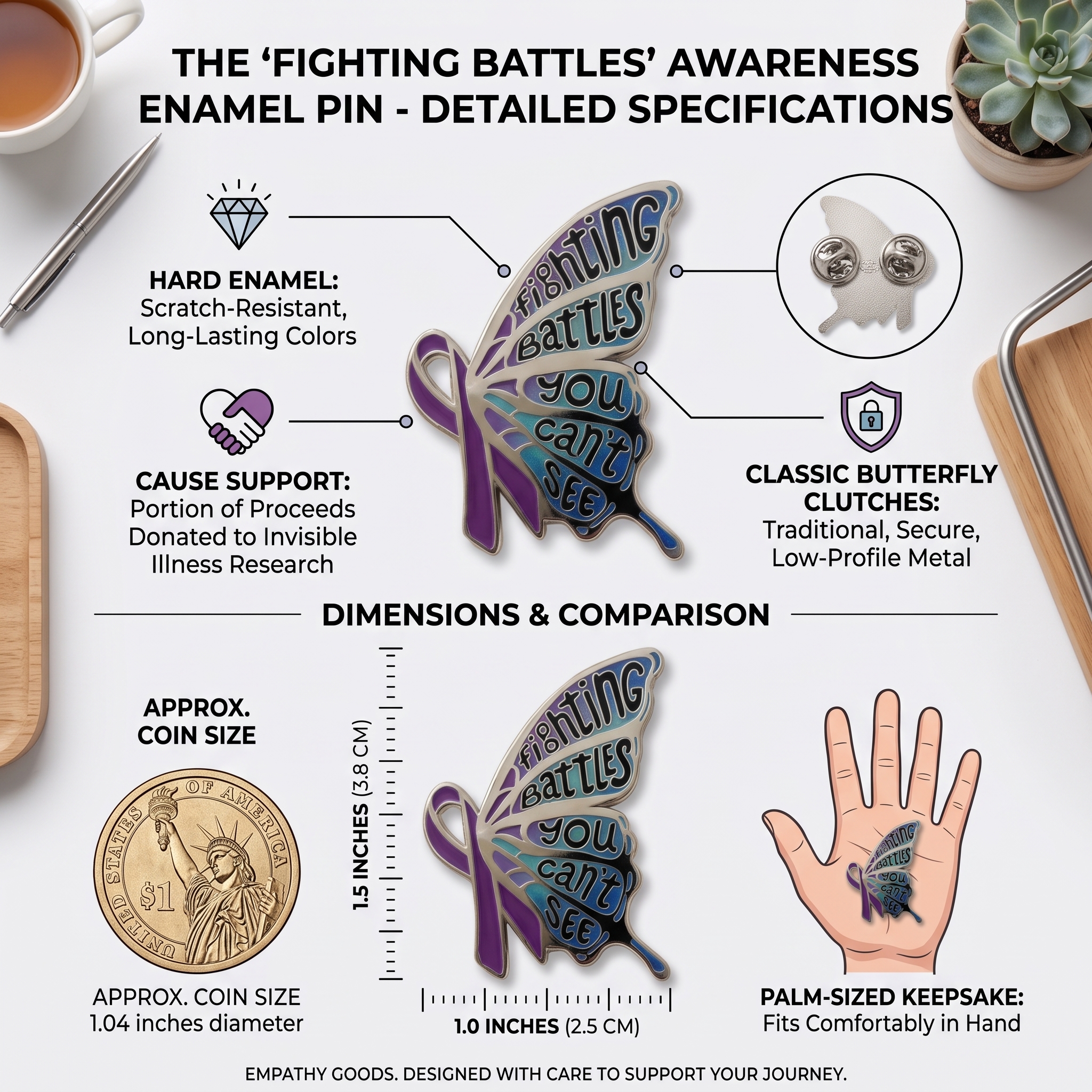 "Fighting Battles You Can't See" Enamel Pin 