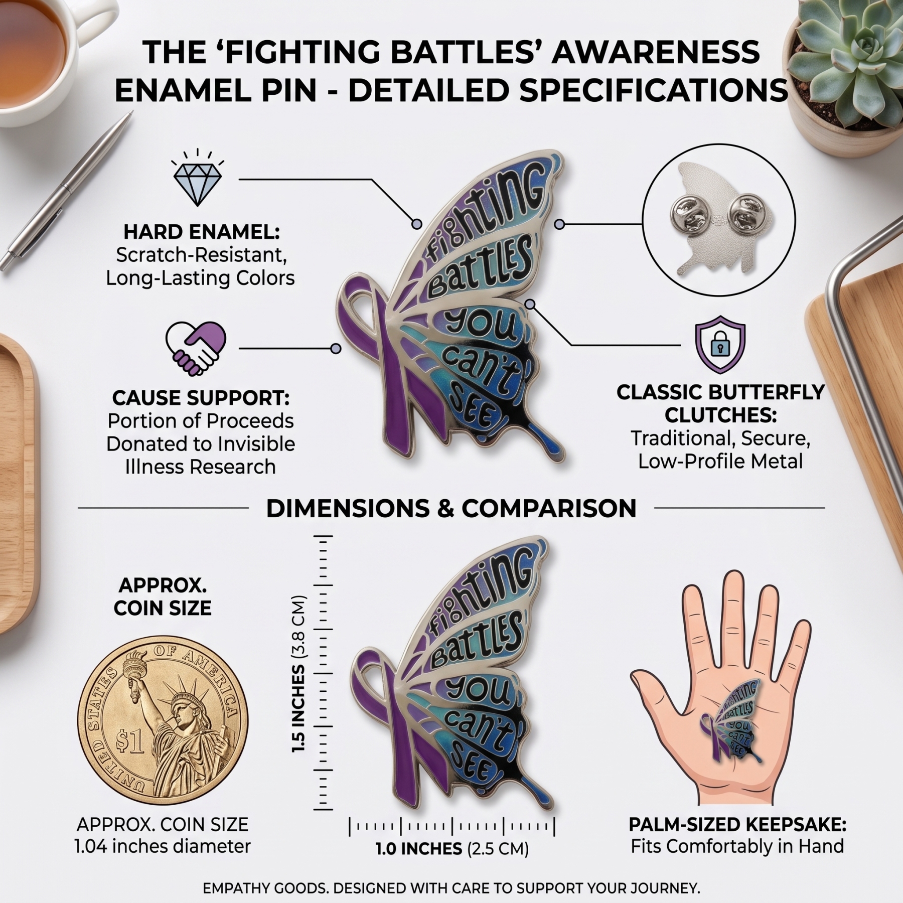 "Fighting Battles You Can't See" Enamel Pin 