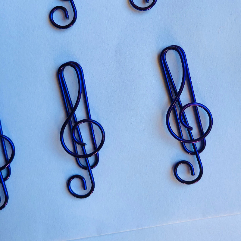 Set of 10 Musical Treble Clef Coloured Metal Paper Clips