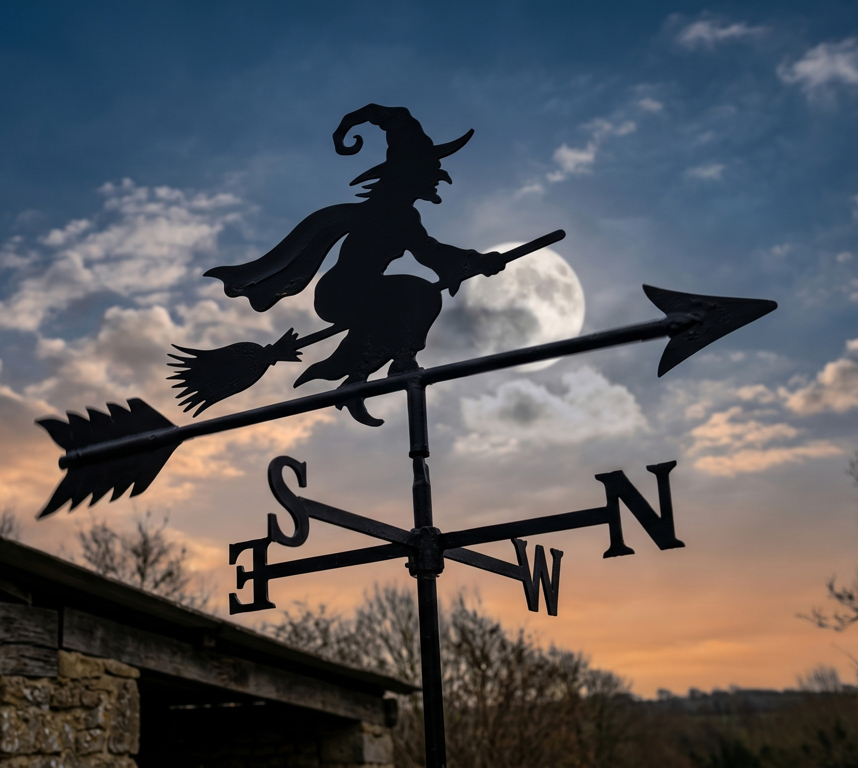 Witch on Broom Weather Vane