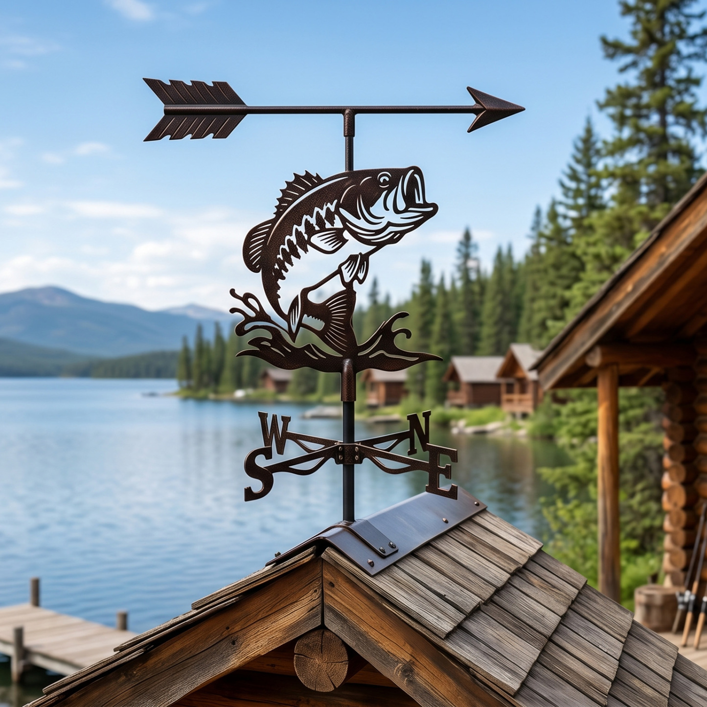 Leaping Bass Fish Weather Vane