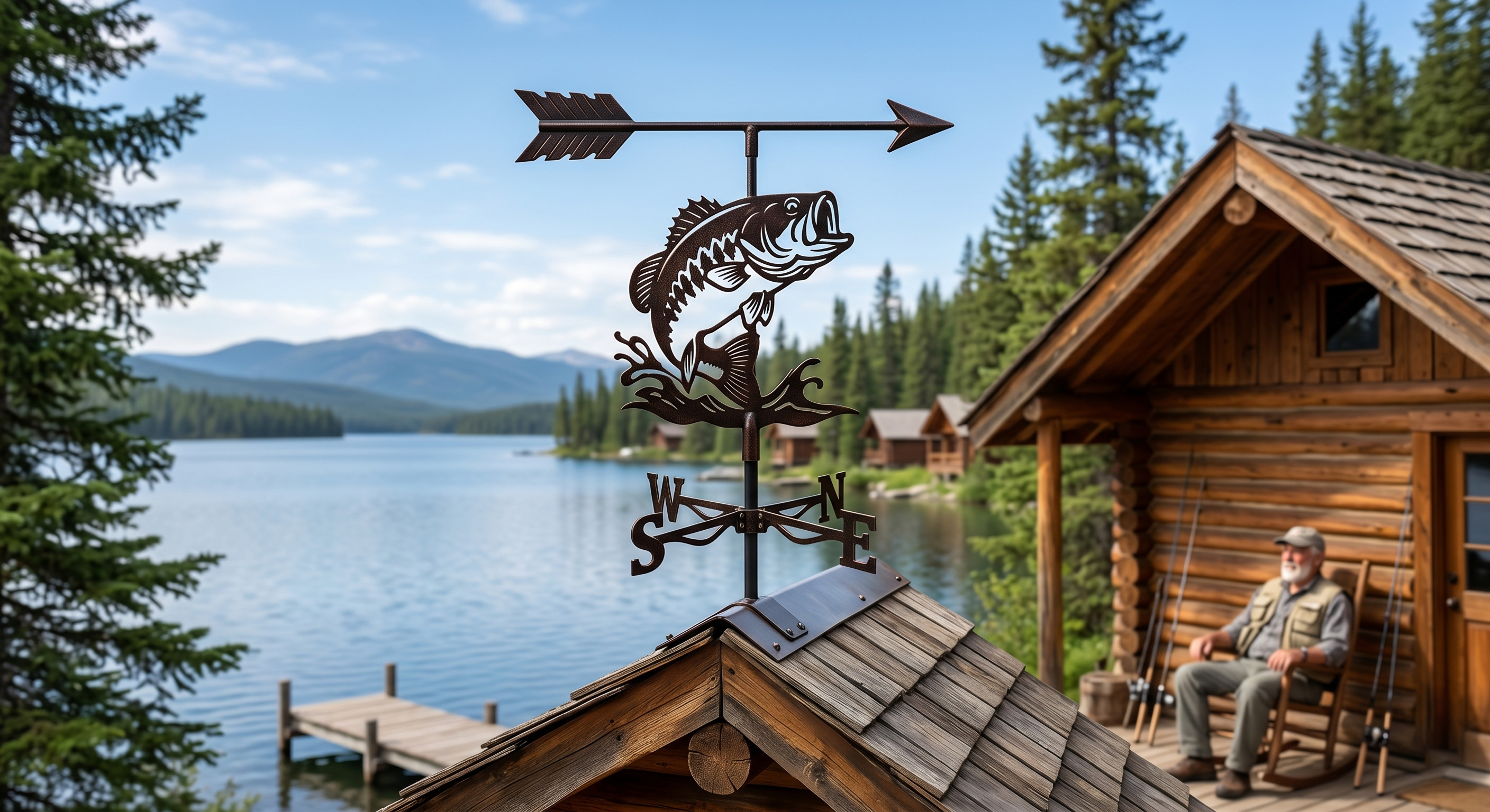 Leaping Bass Fish Weather Vane