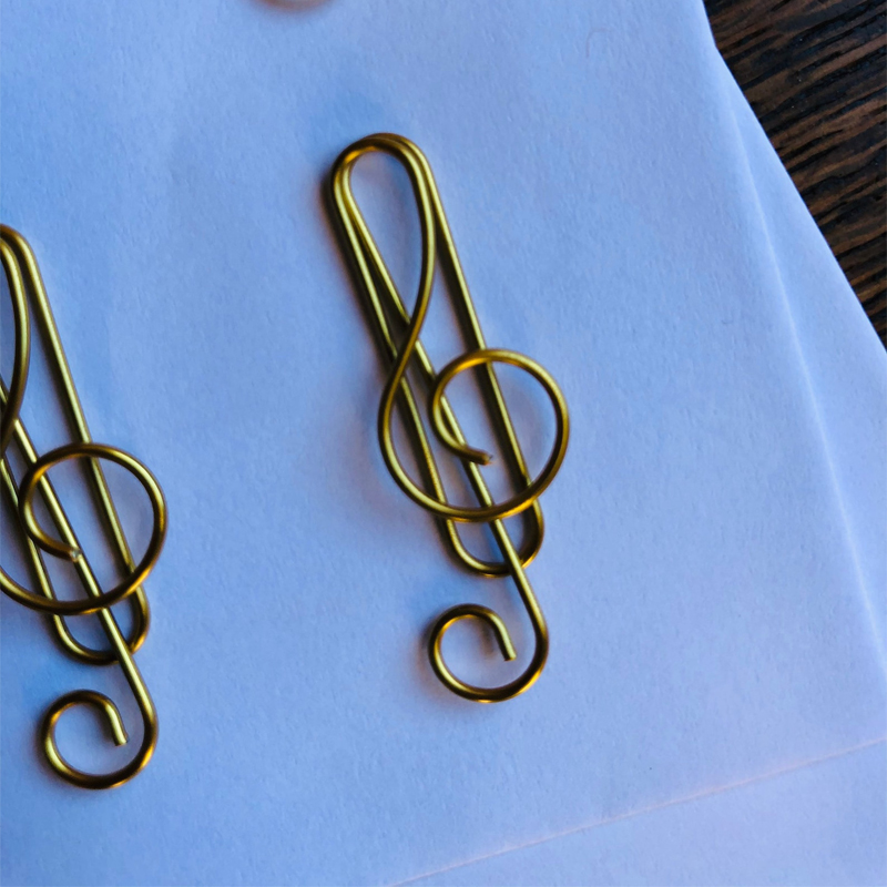 Set of 10 Musical Treble Clef Coloured Metal Paper Clips
