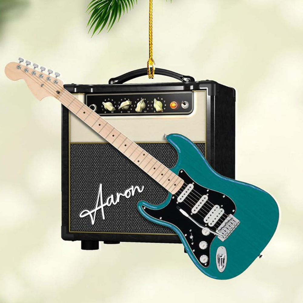 Custom Electric Guitar Christmas Ornament 2024