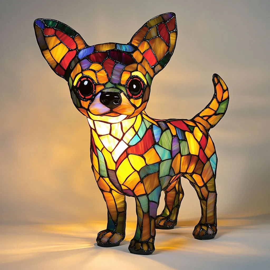 Stained Glass Dog Lamp