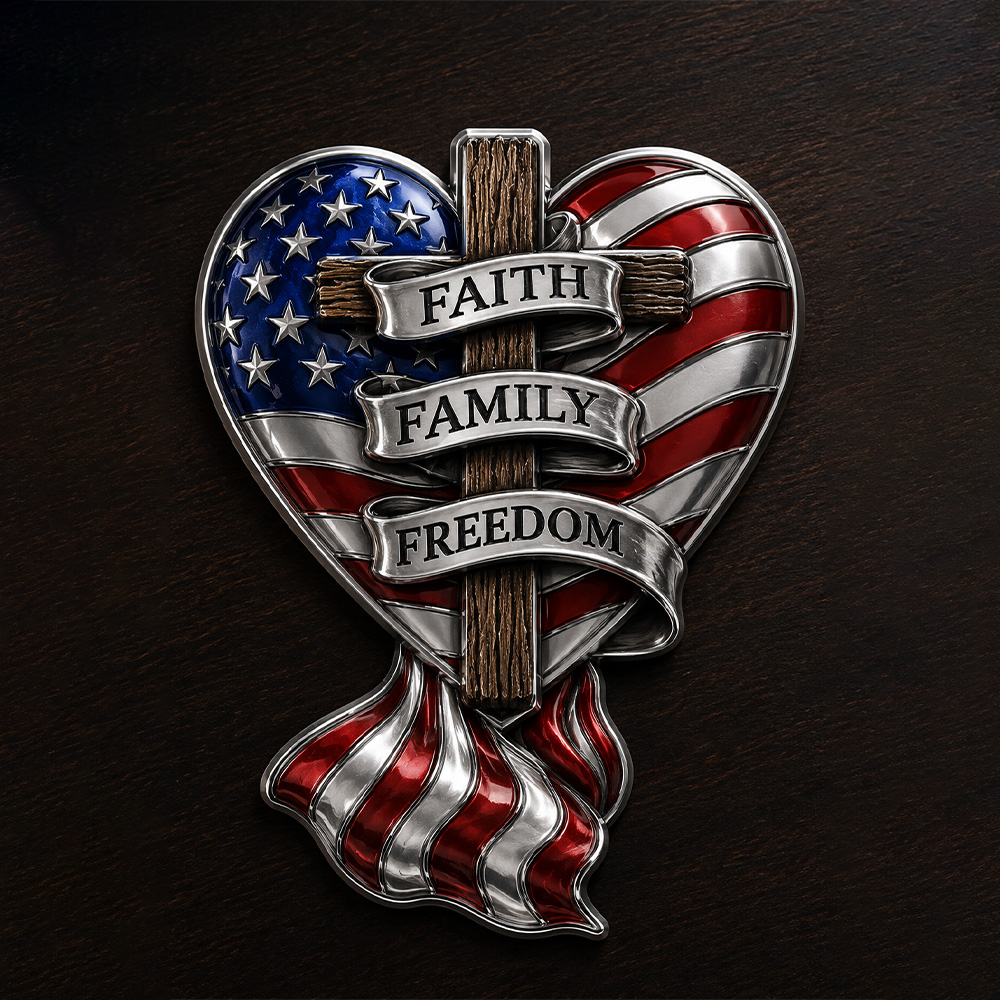 Faith Family Freedom Heart Cross Truck Tailgate Emblem 