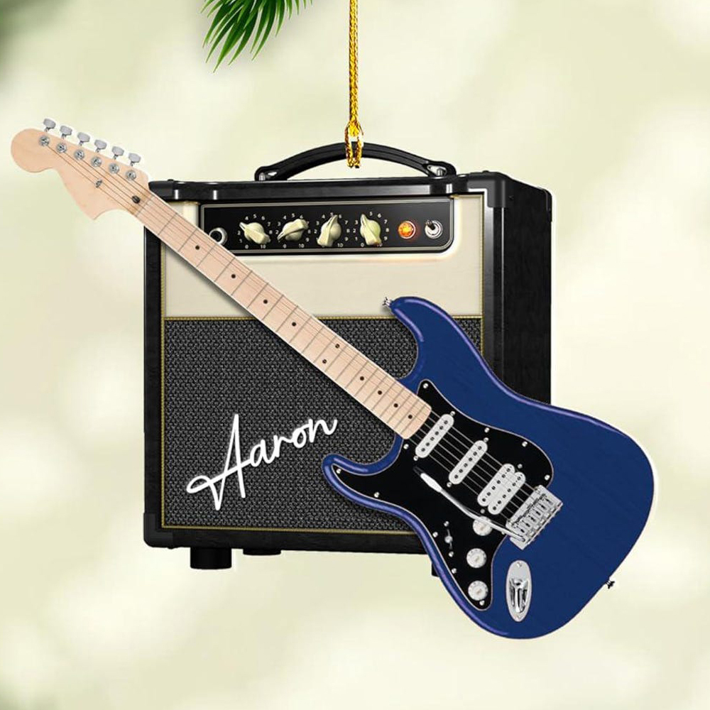 Custom Electric Guitar Christmas Ornament 2024