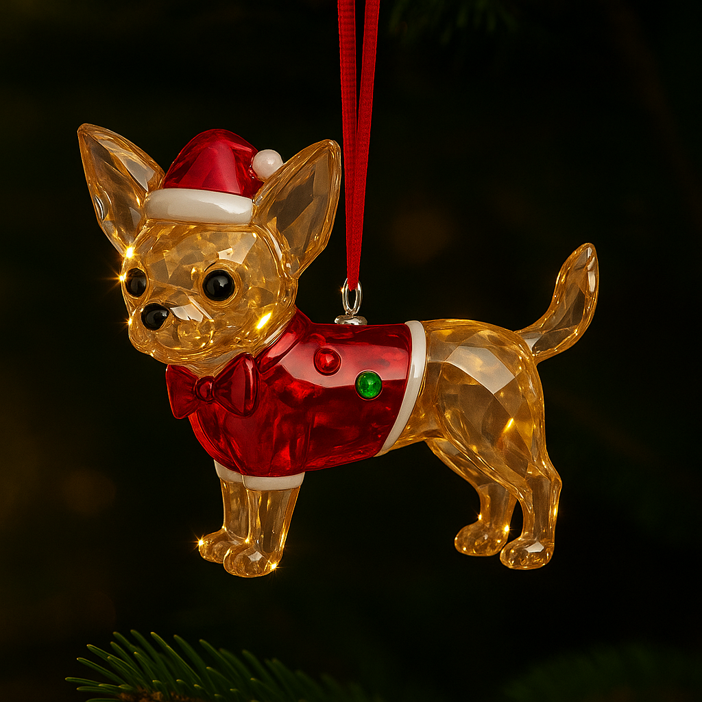 Crystal Chihuahua Christmas Ornament