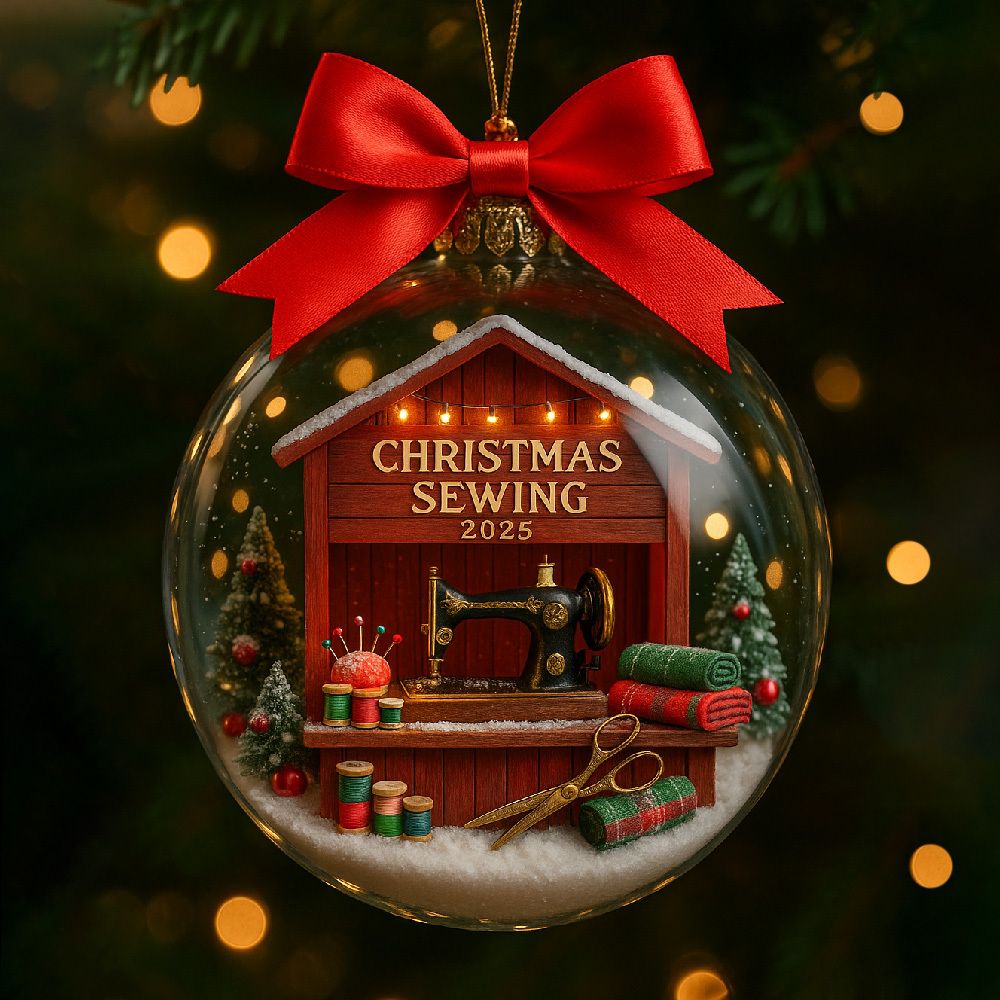 Christmas Sewing 2025 Glass Ornament