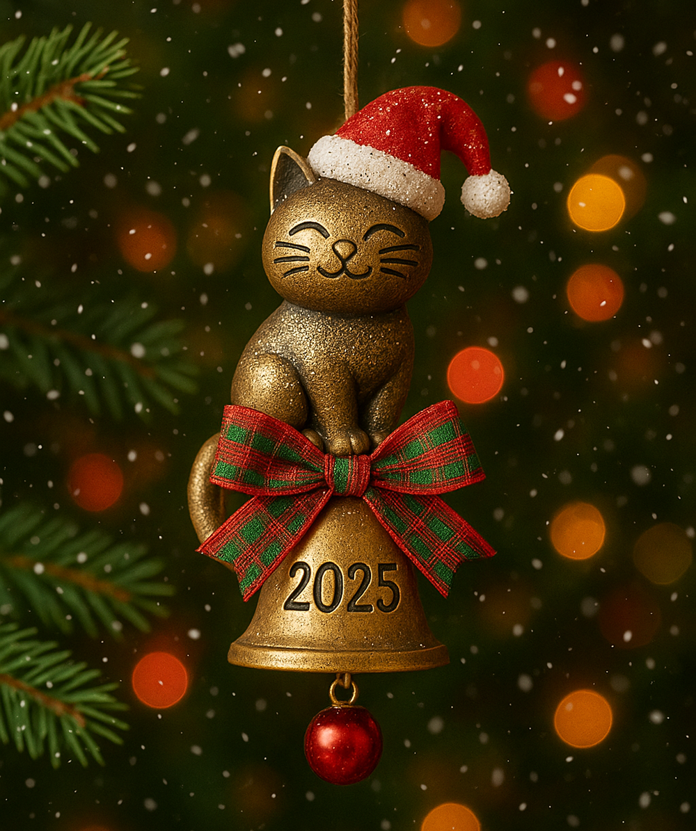 Cat & Bell Christmas Ornament 2025 Edition