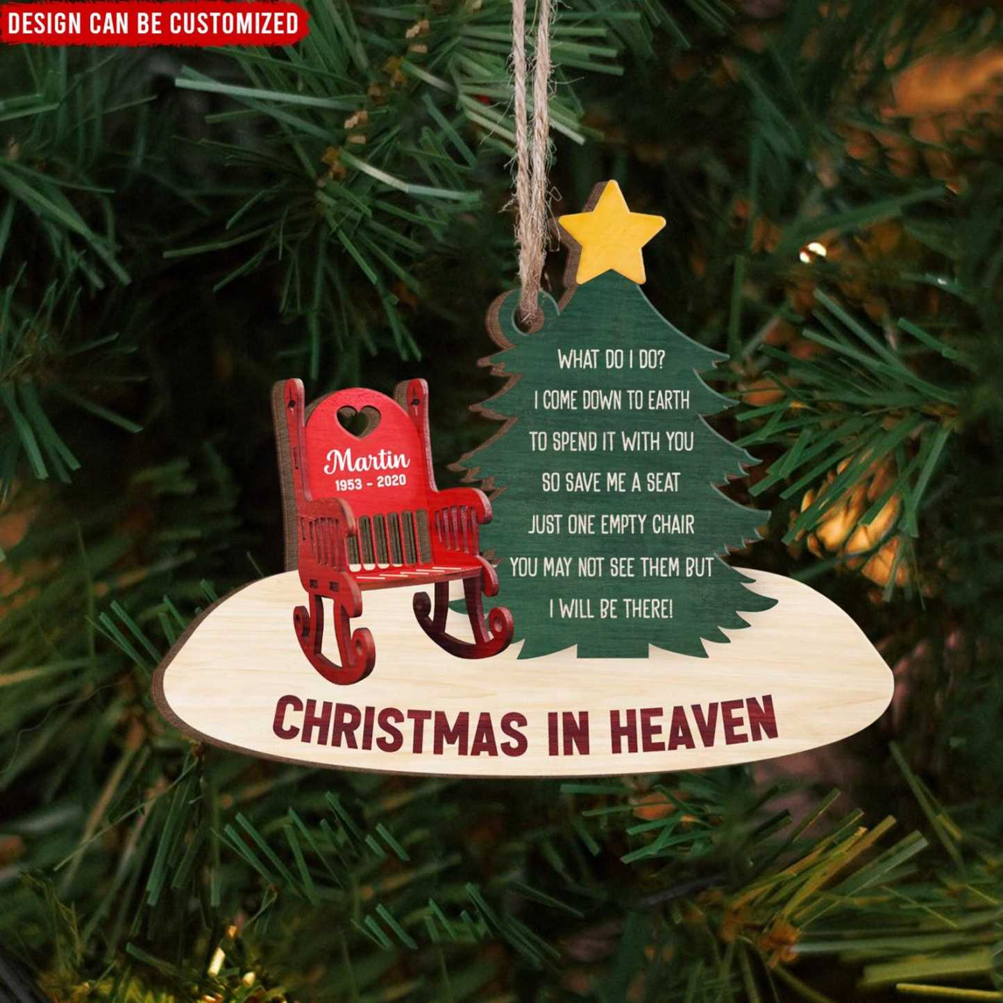 Personalized Christmas In Heaven Ornament