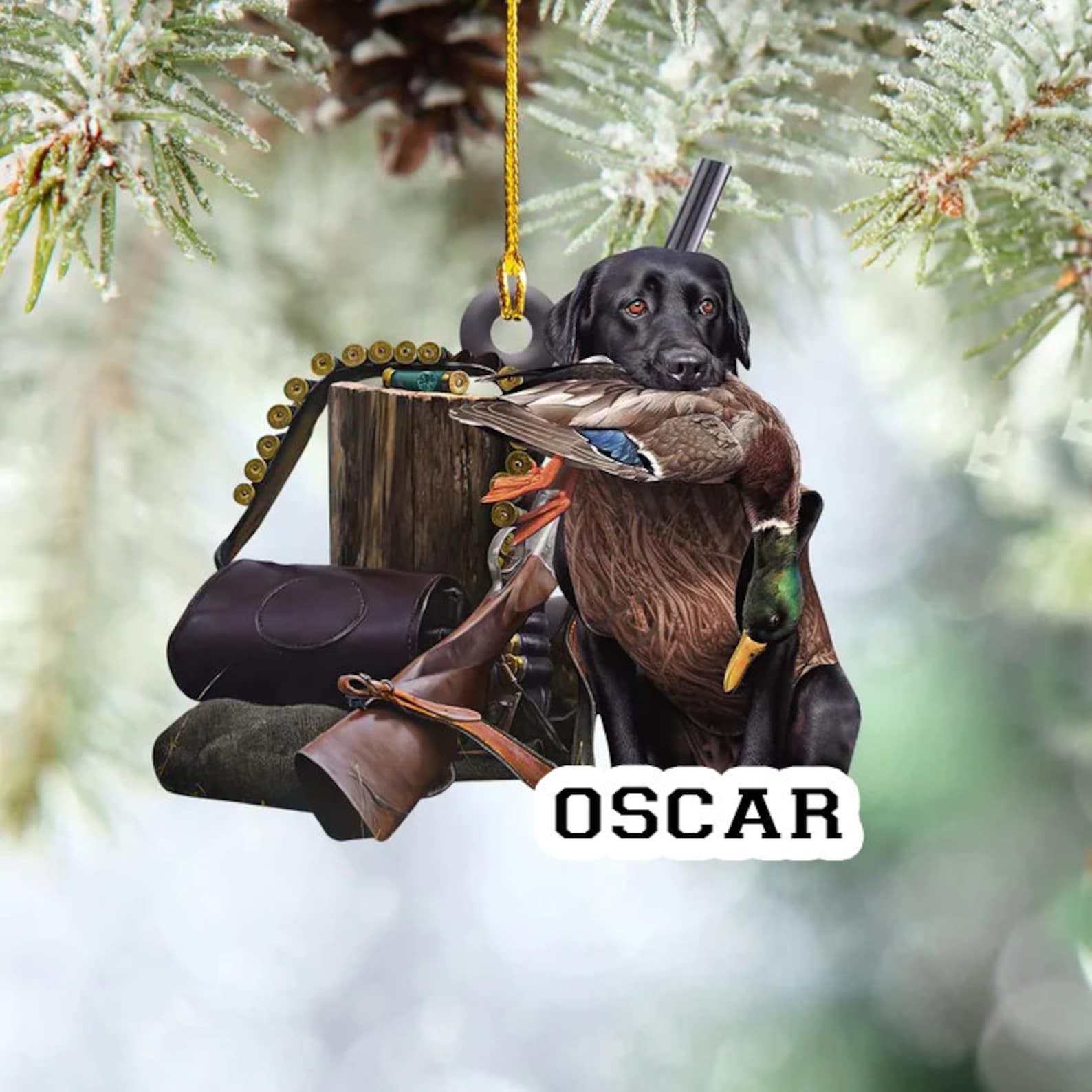 Personalized Duck Hunting Christmas Ornament