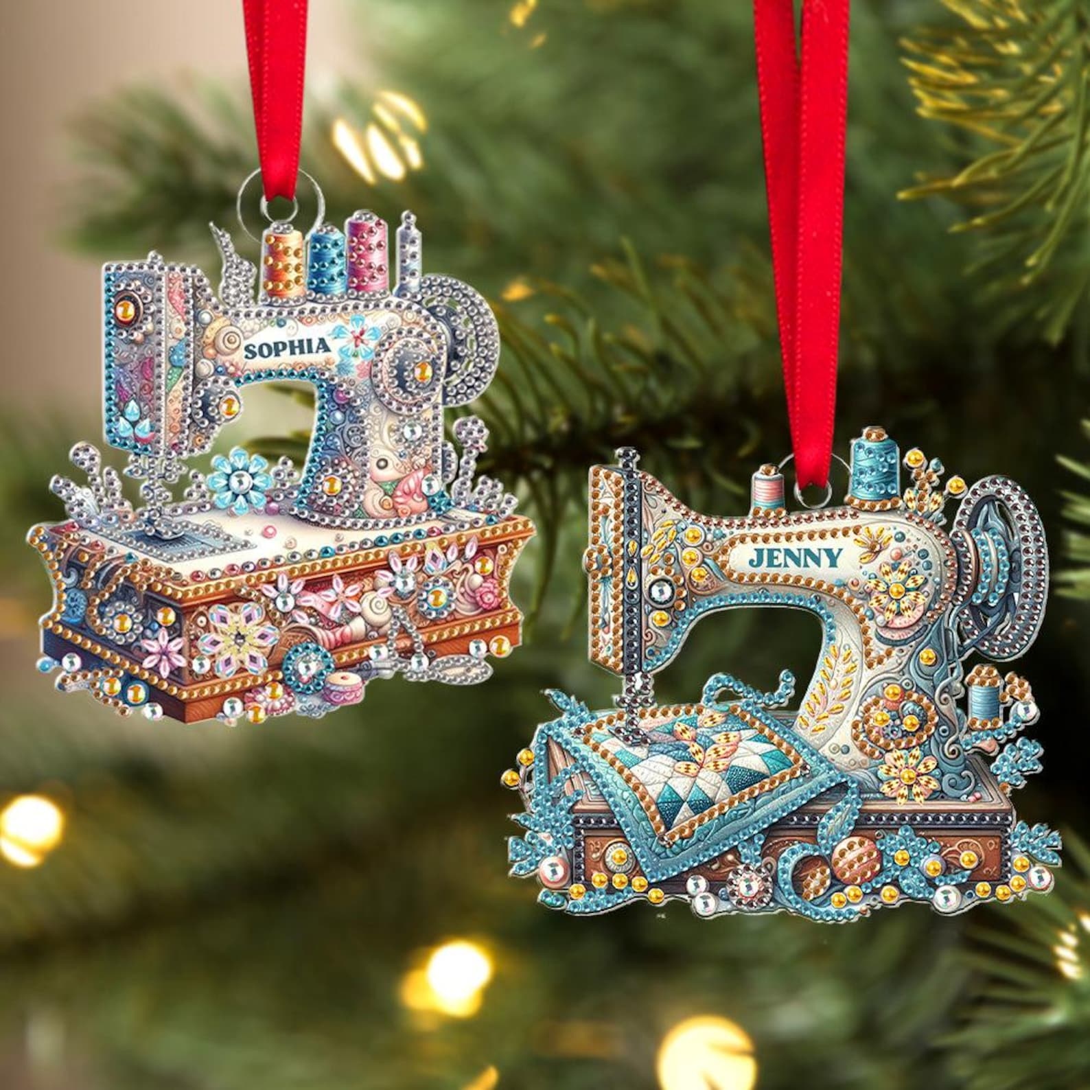 Personalized Sewing Machine Christmas Ornament