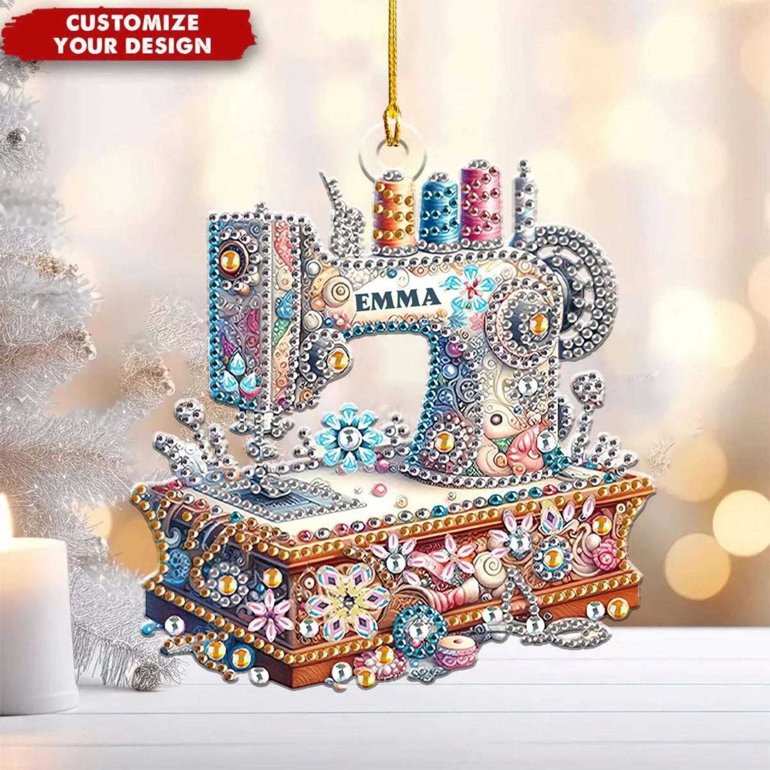 Personalized Sewing Machine Christmas Ornament