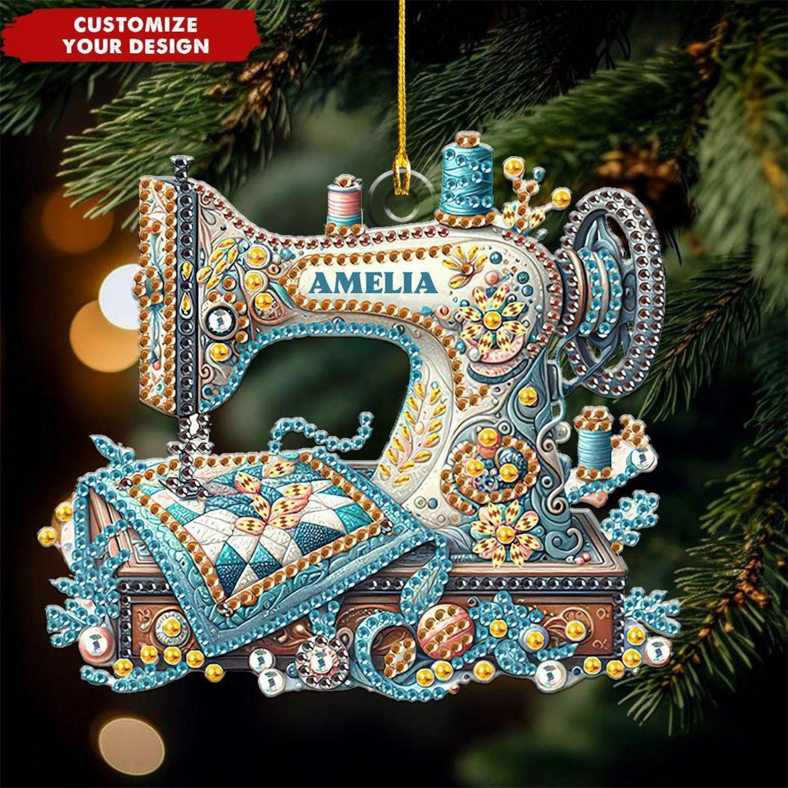 Personalized Sewing Machine Christmas Ornament