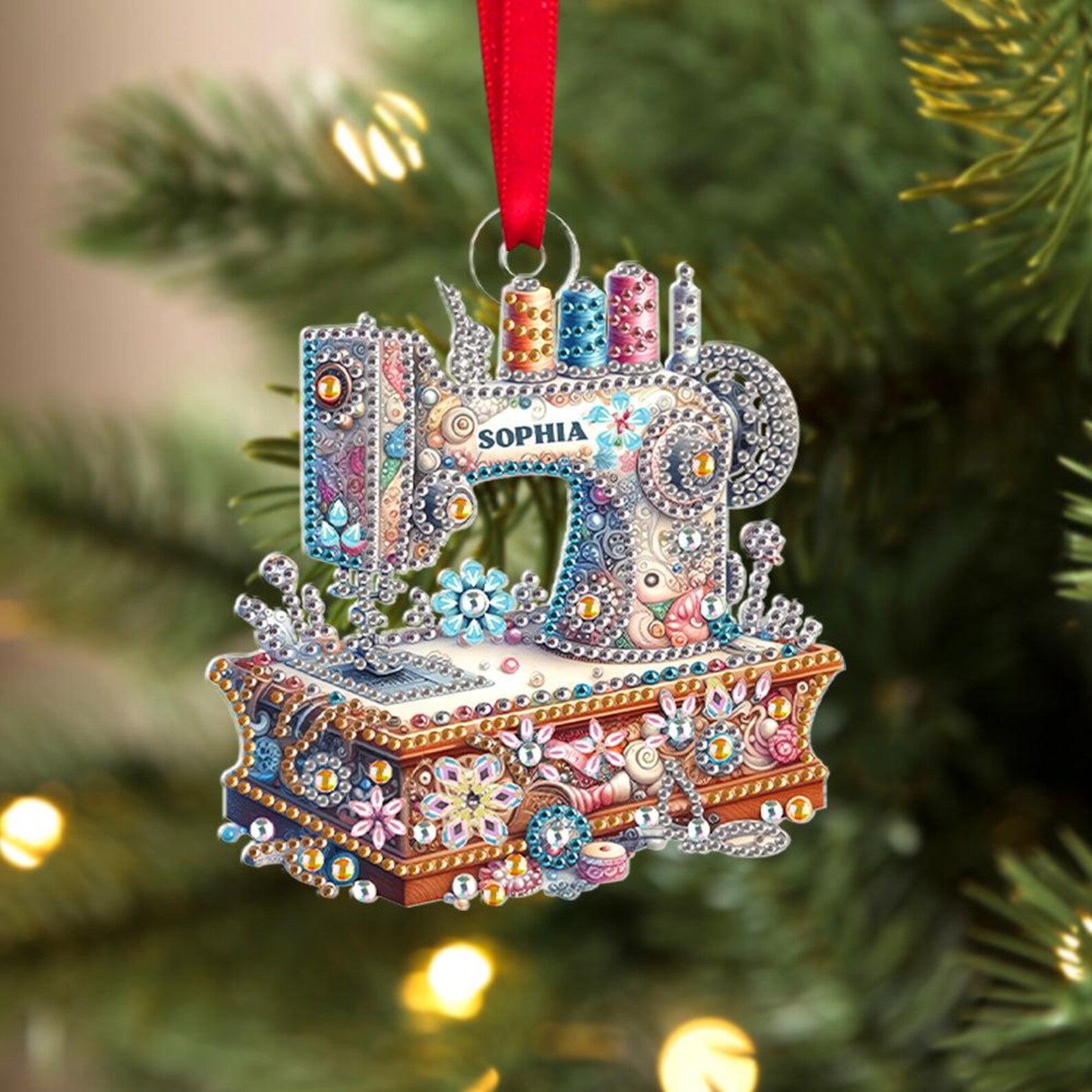 Personalized Sewing Machine Christmas Ornament