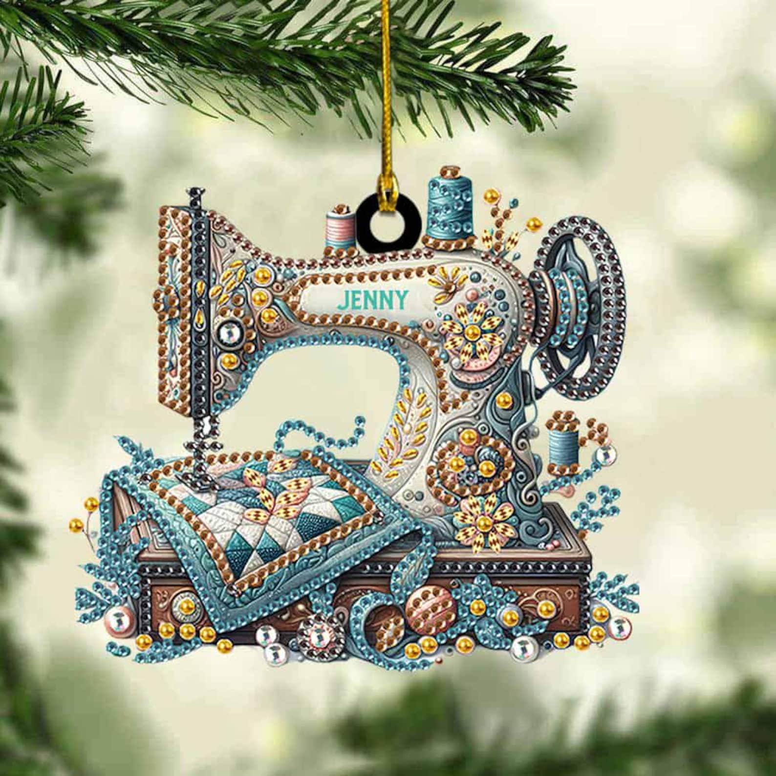 Personalized Sewing Machine Christmas Ornament