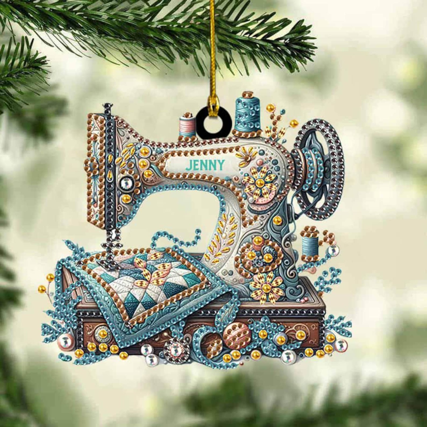 Personalized Sewing Machine Christmas Ornament