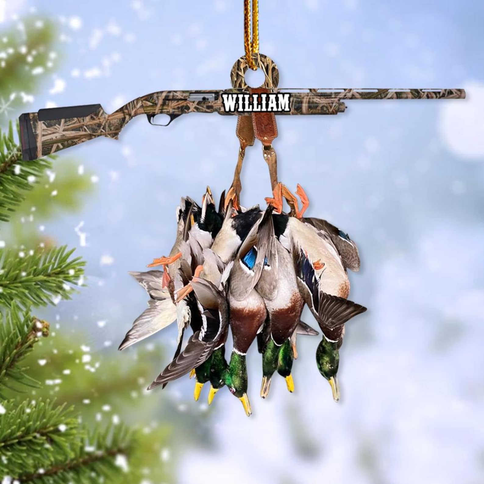 Personalized Duck Hunting Christmas Ornament