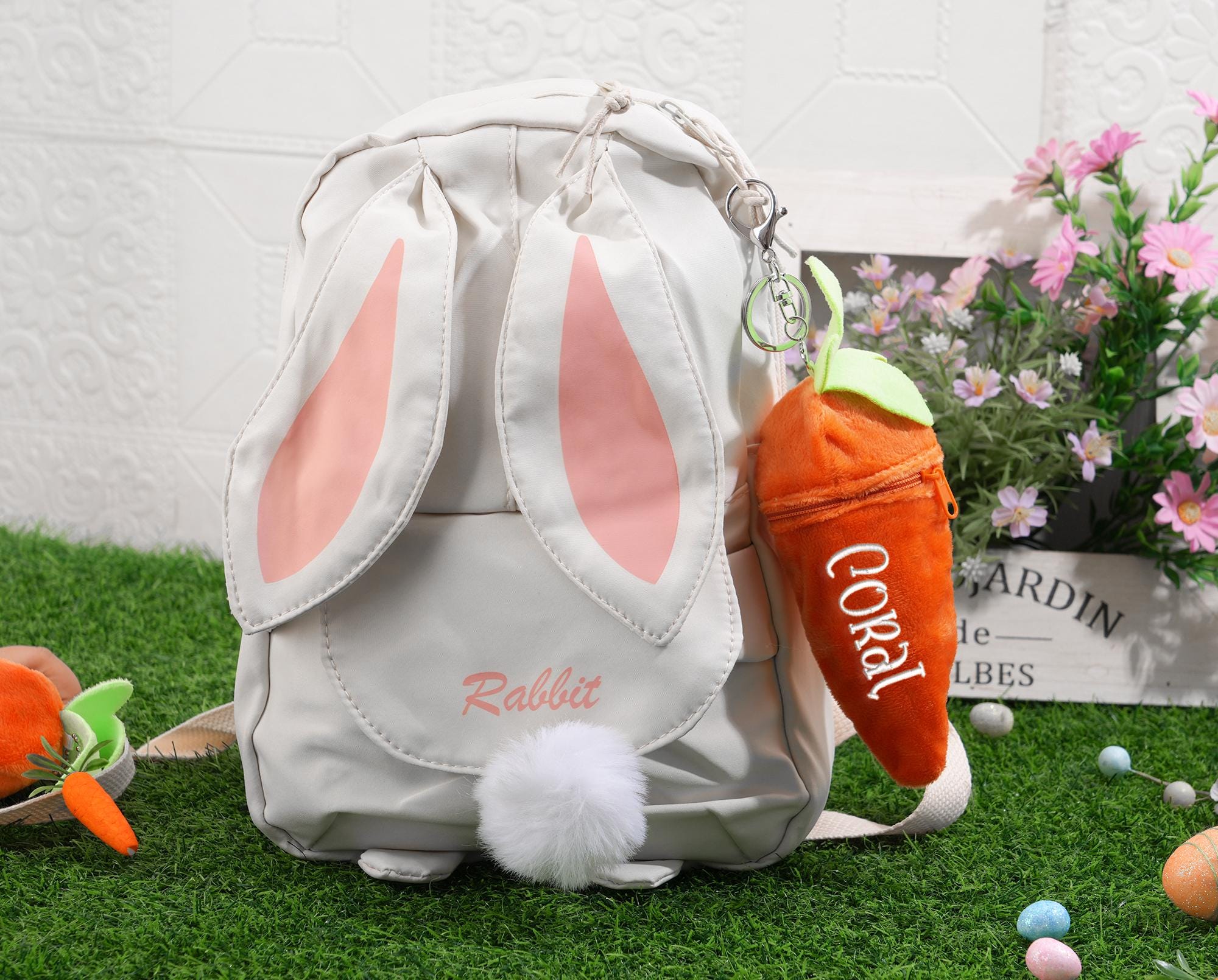 Personalized Easter Reversible Carrot Bunny Keychain