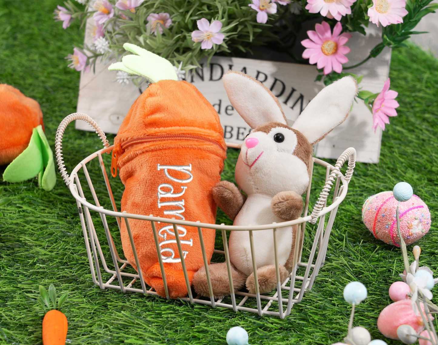 Personalized Easter Reversible Carrot Bunny Keychain