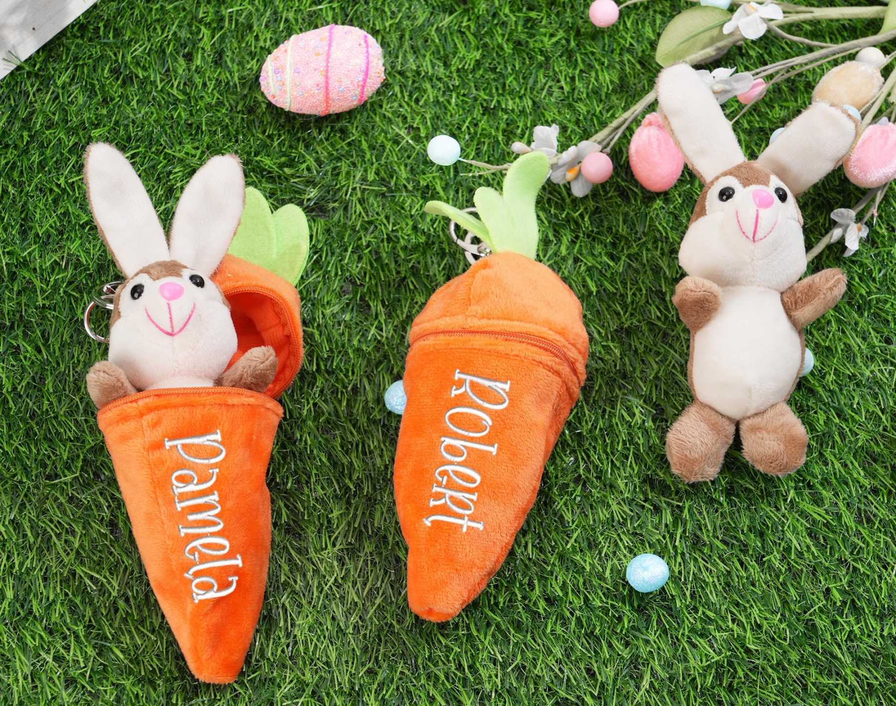 Personalized Easter Reversible Carrot Bunny Keychain