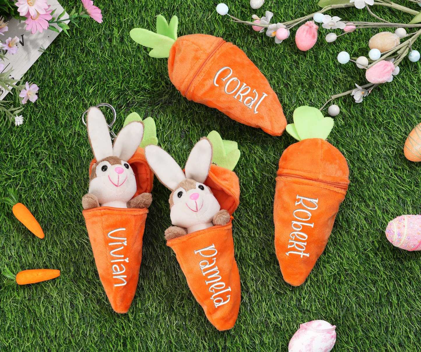 Personalized Easter Reversible Carrot Bunny Keychain