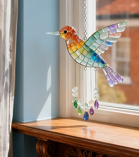 Sea Glass Rainbow Bird Wind Chime