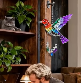 Sea Glass Rainbow Bird Wind Chime