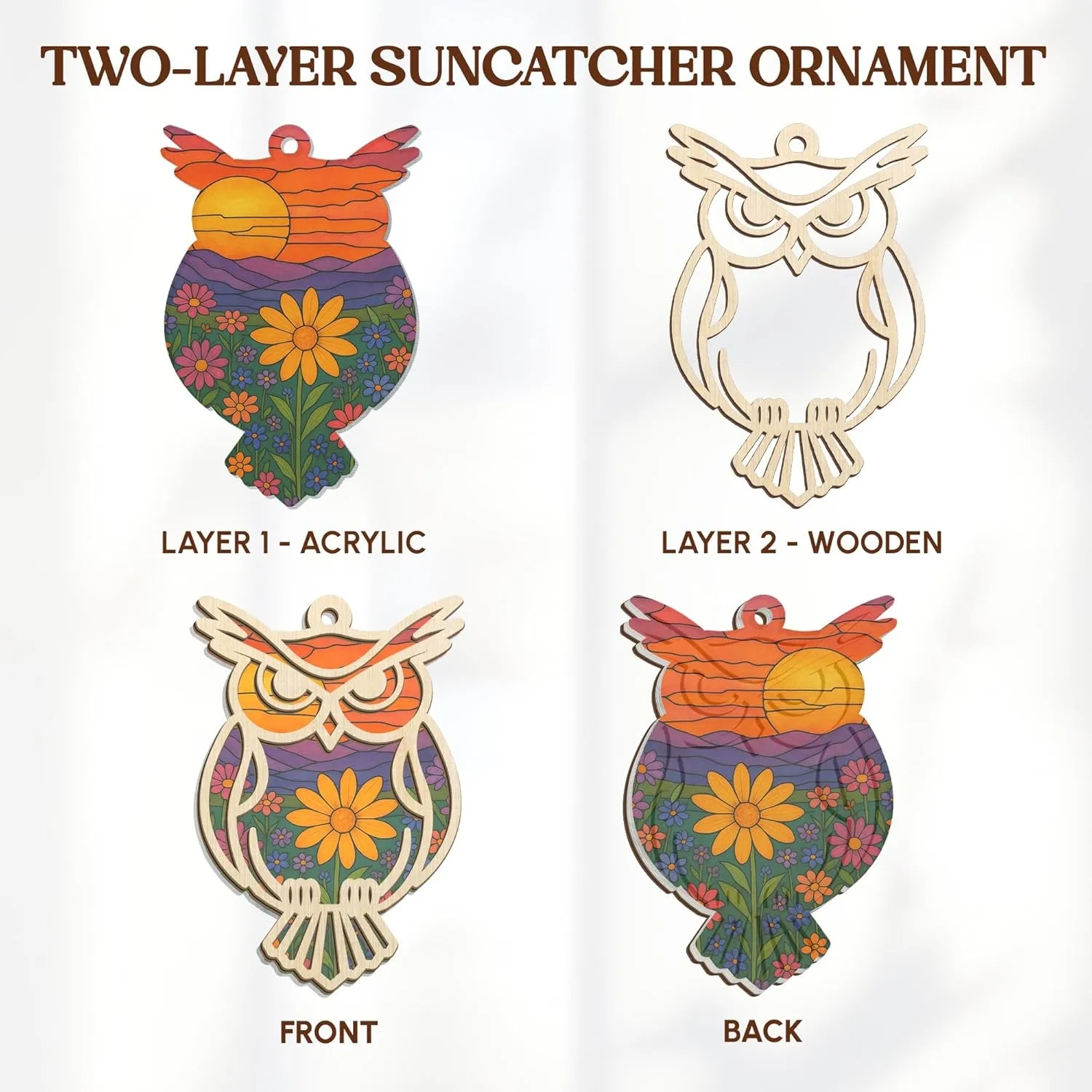 🔥HOT SALE 49% OFF - 🦉Owl Suncatcher Ornament with Card