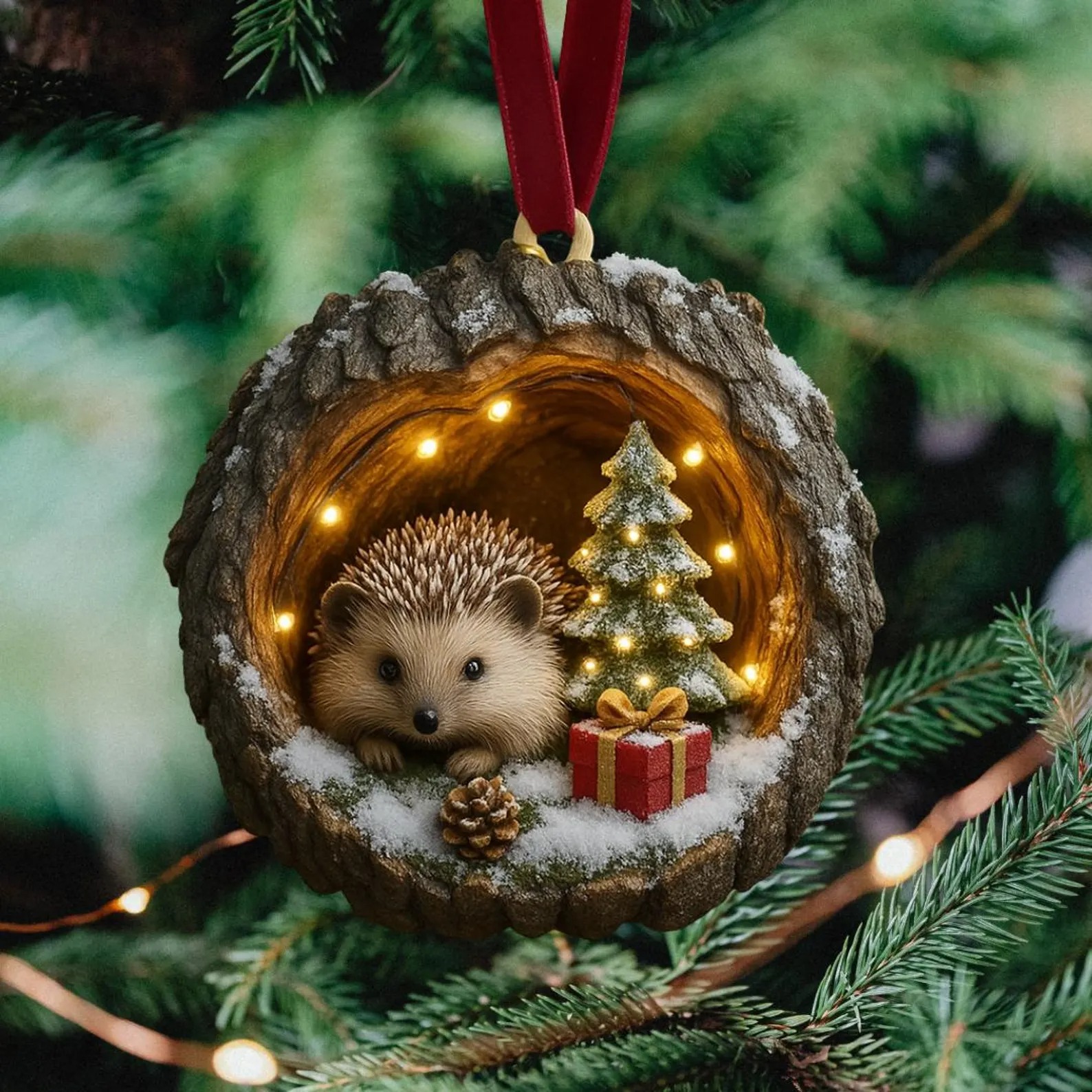 Woodland Hedgehog Christmas Ornament