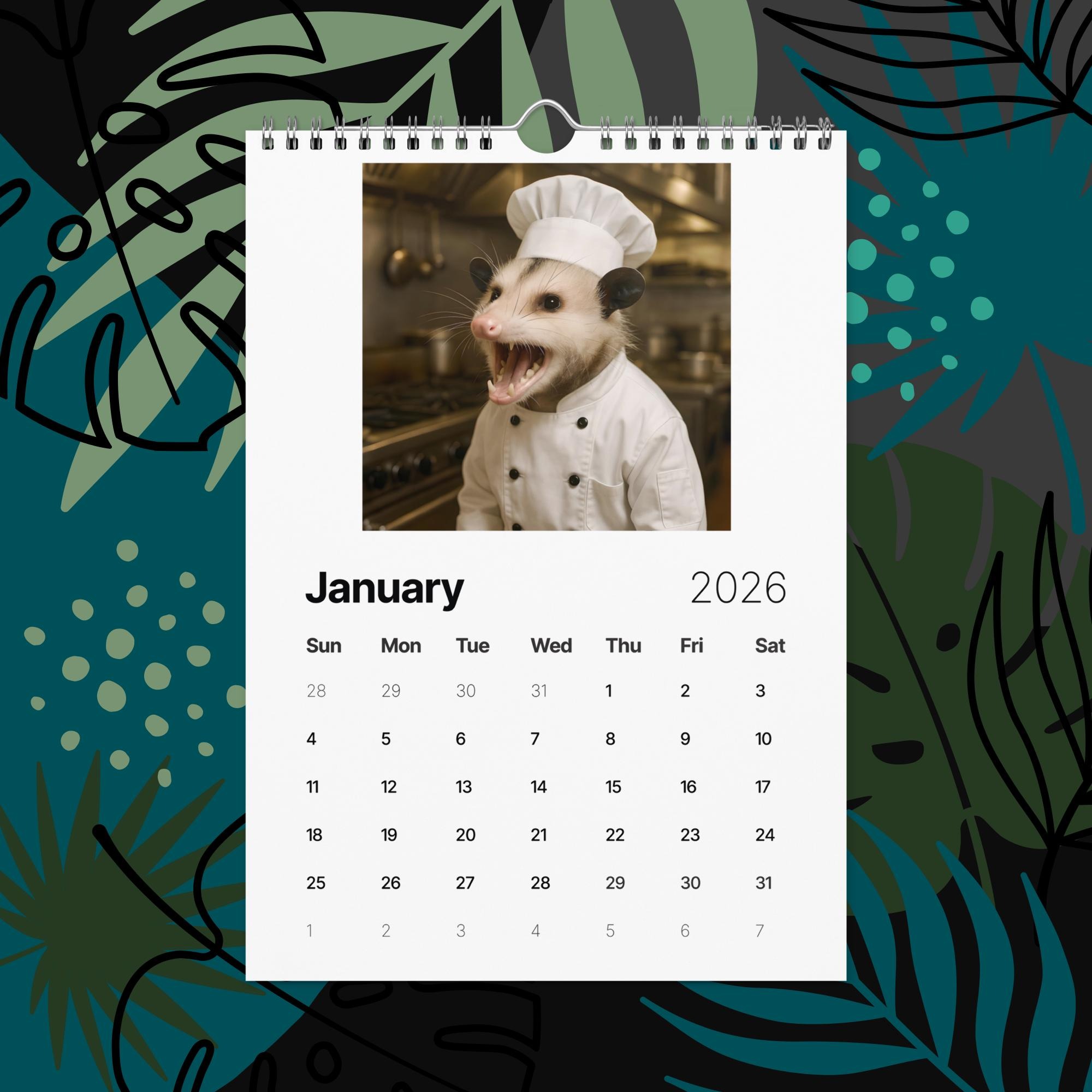 Opossums With Jobs 2026 Funny Calendar