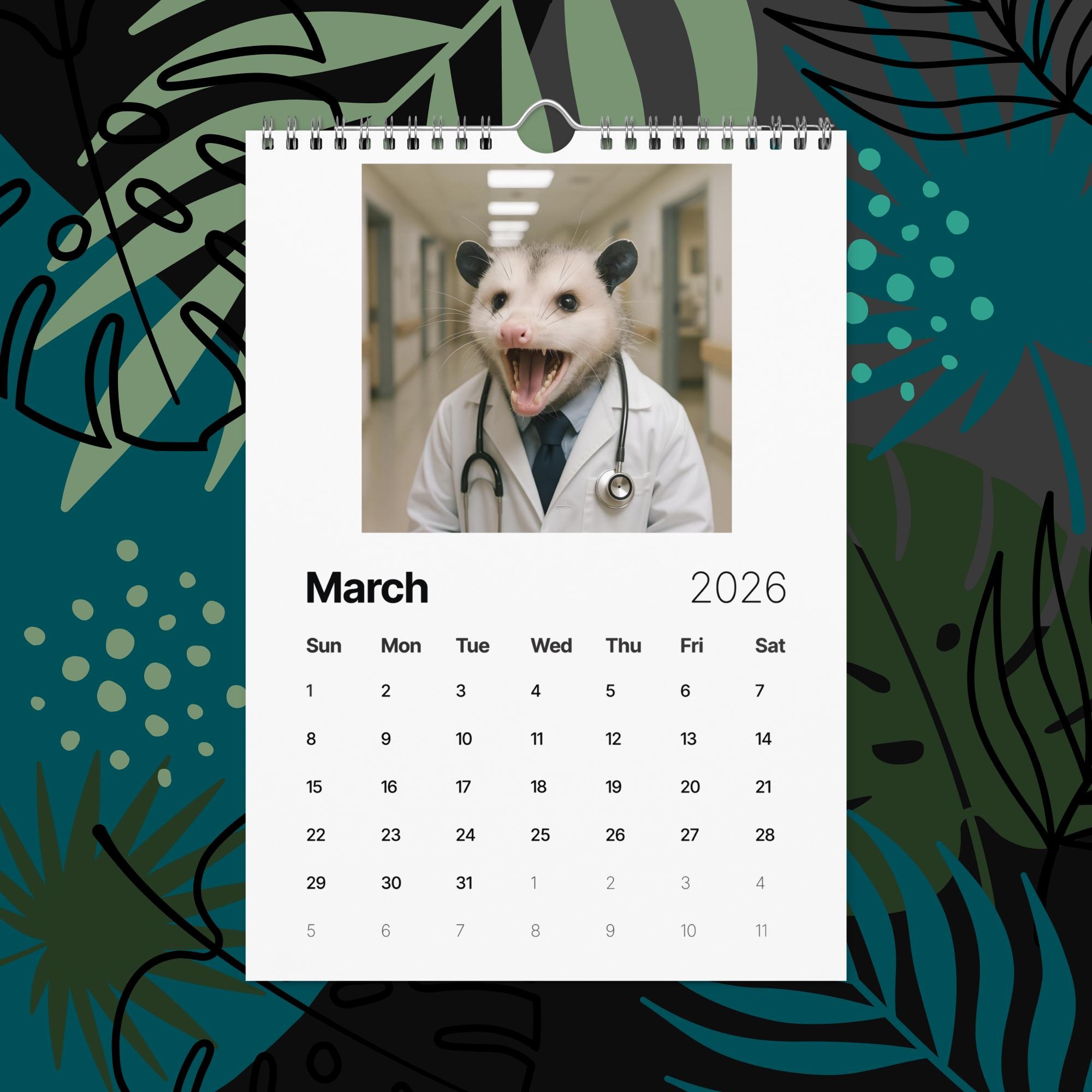 Opossums With Jobs 2026 Funny Calendar
