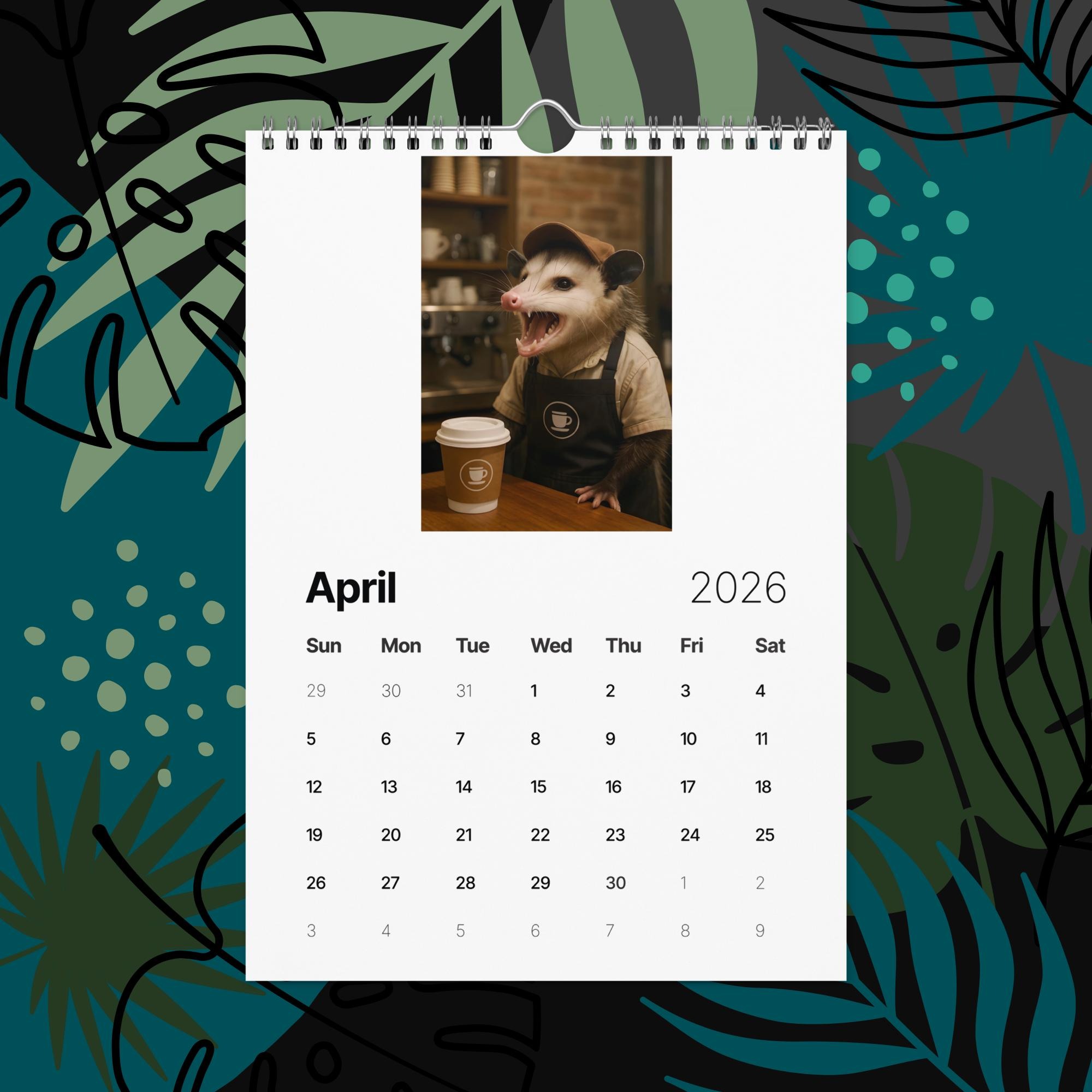 Opossums With Jobs 2026 Funny Calendar