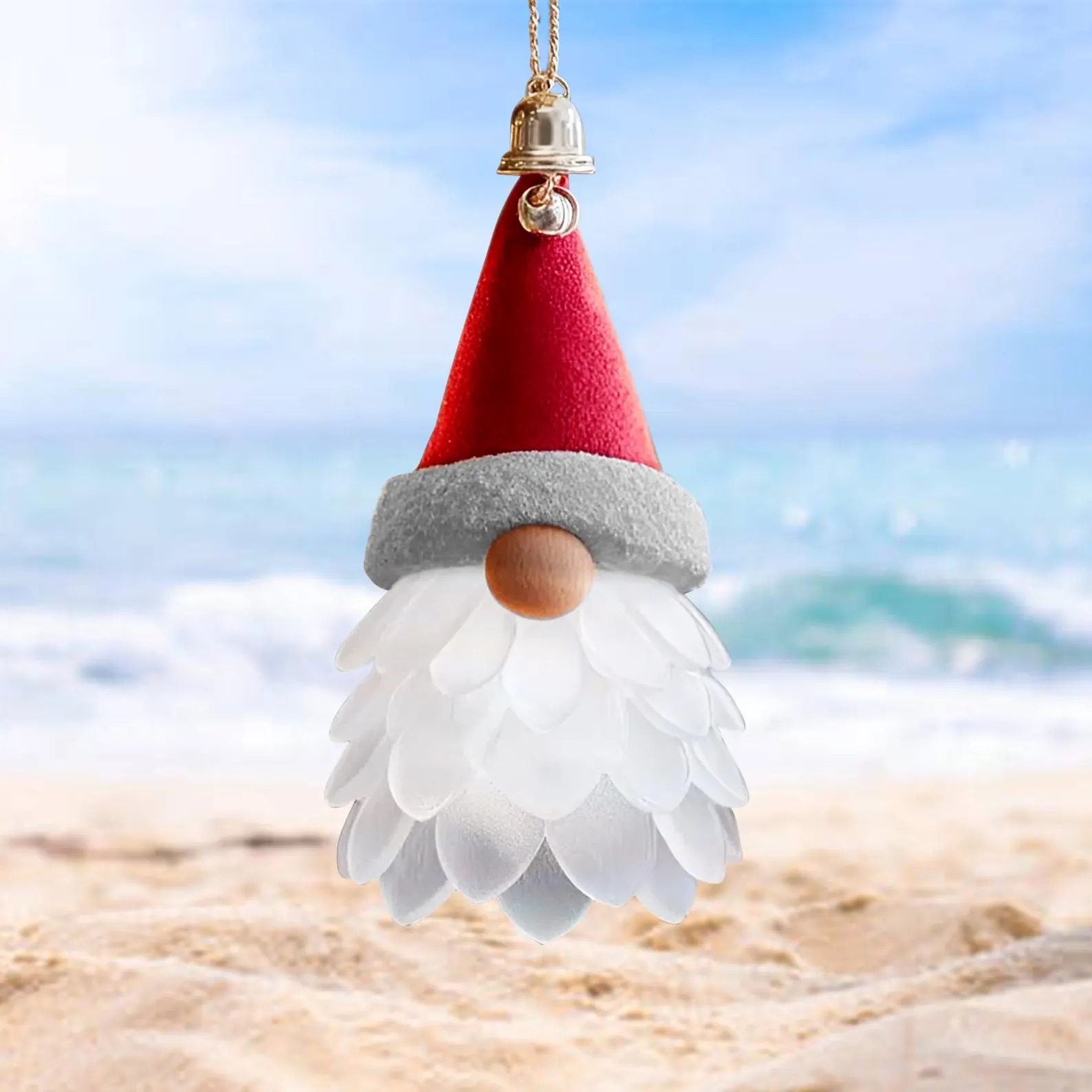 Gnome Sea Glass Christmas Ornament