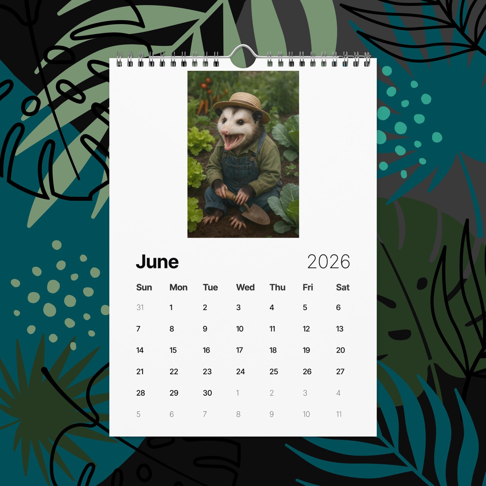 Opossums With Jobs 2026 Funny Calendar