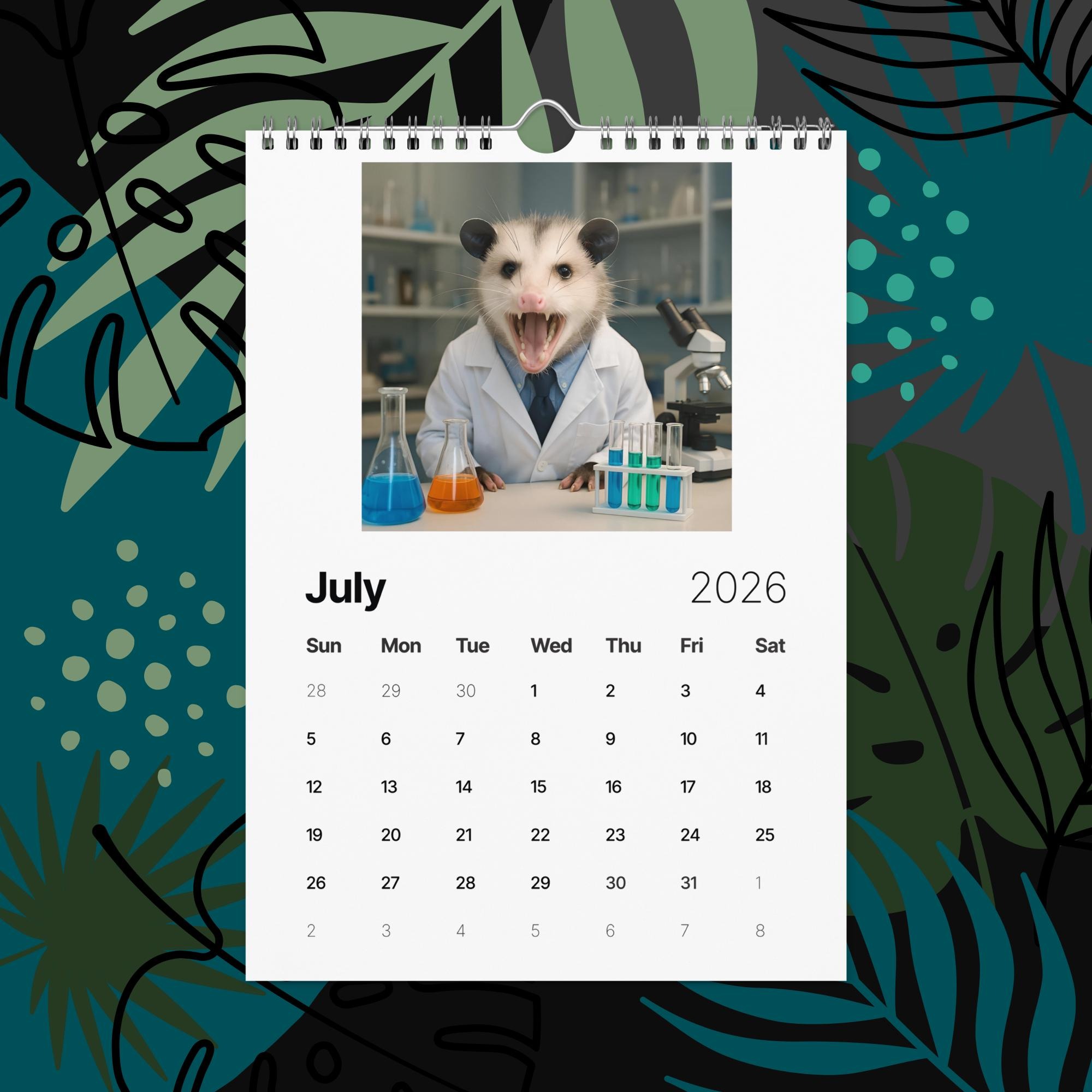 Opossums With Jobs 2026 Funny Calendar