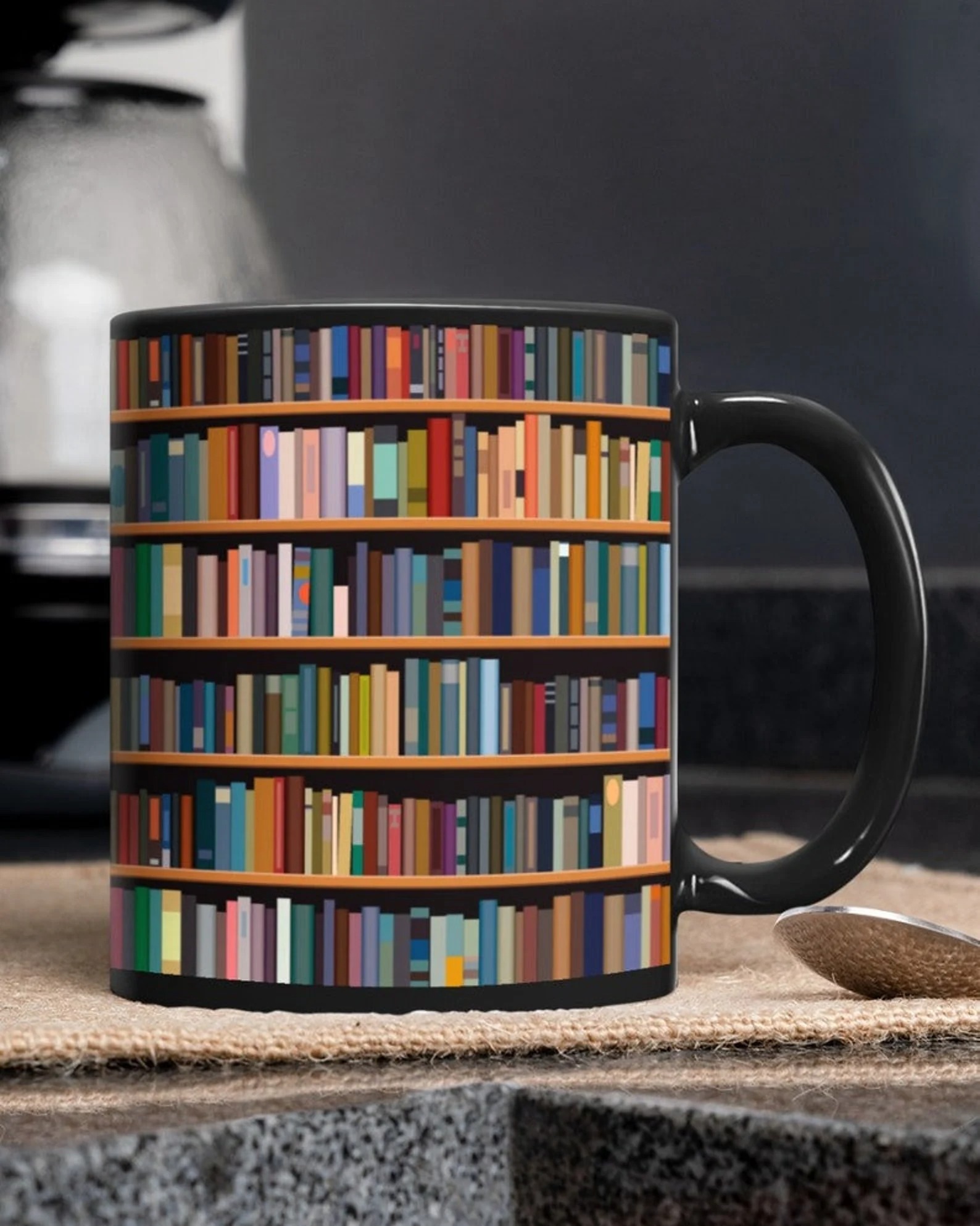 Winter Bookshelf Mug
