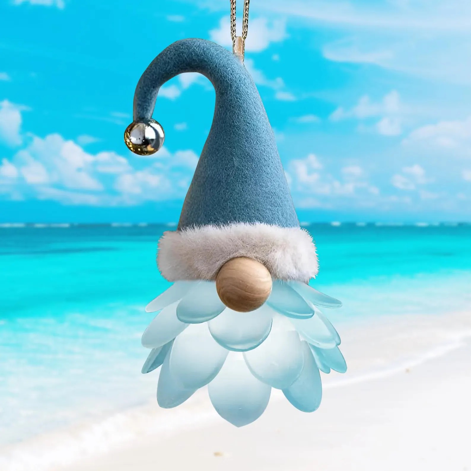 Gnome Sea Glass Christmas Ornament