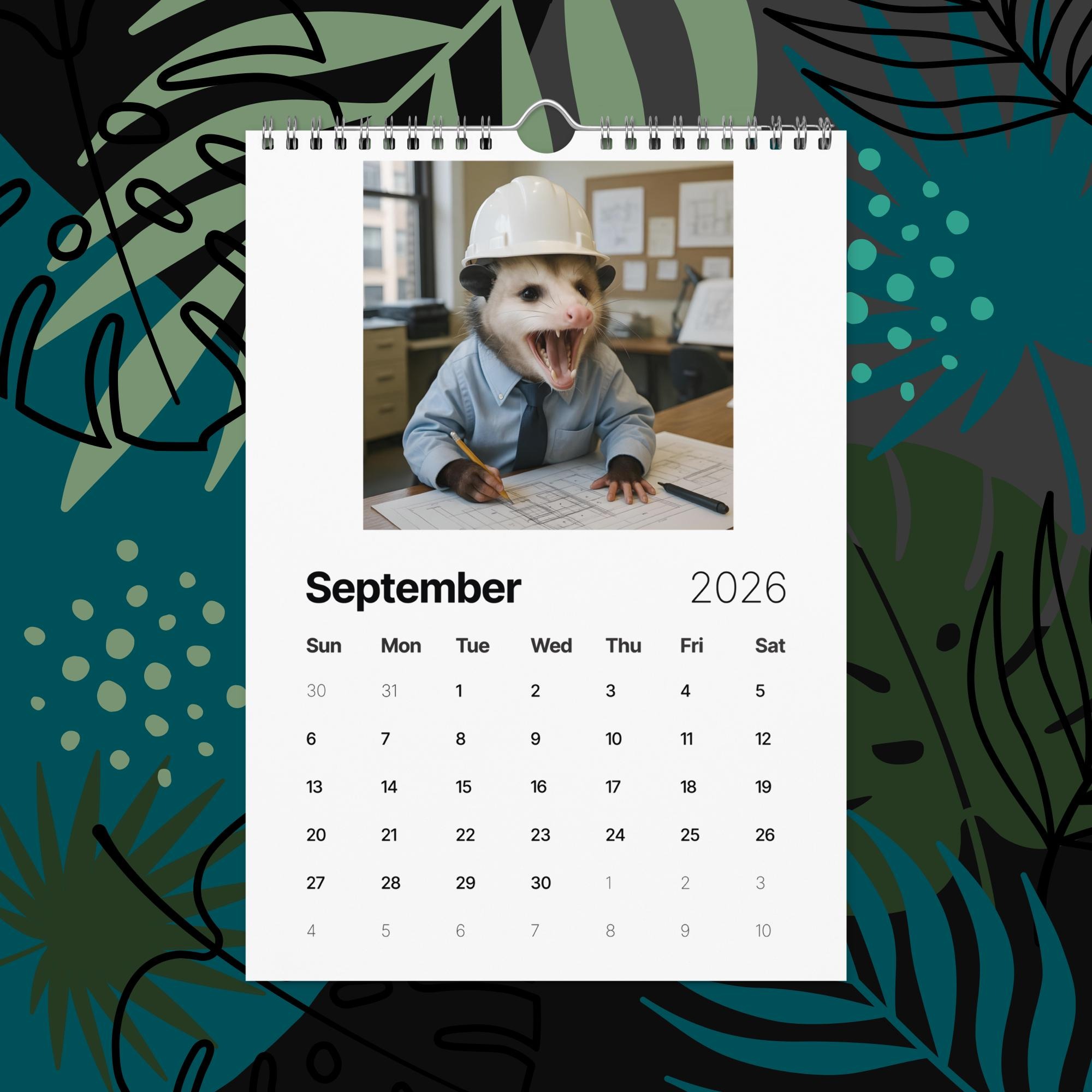 Opossums With Jobs 2026 Funny Calendar