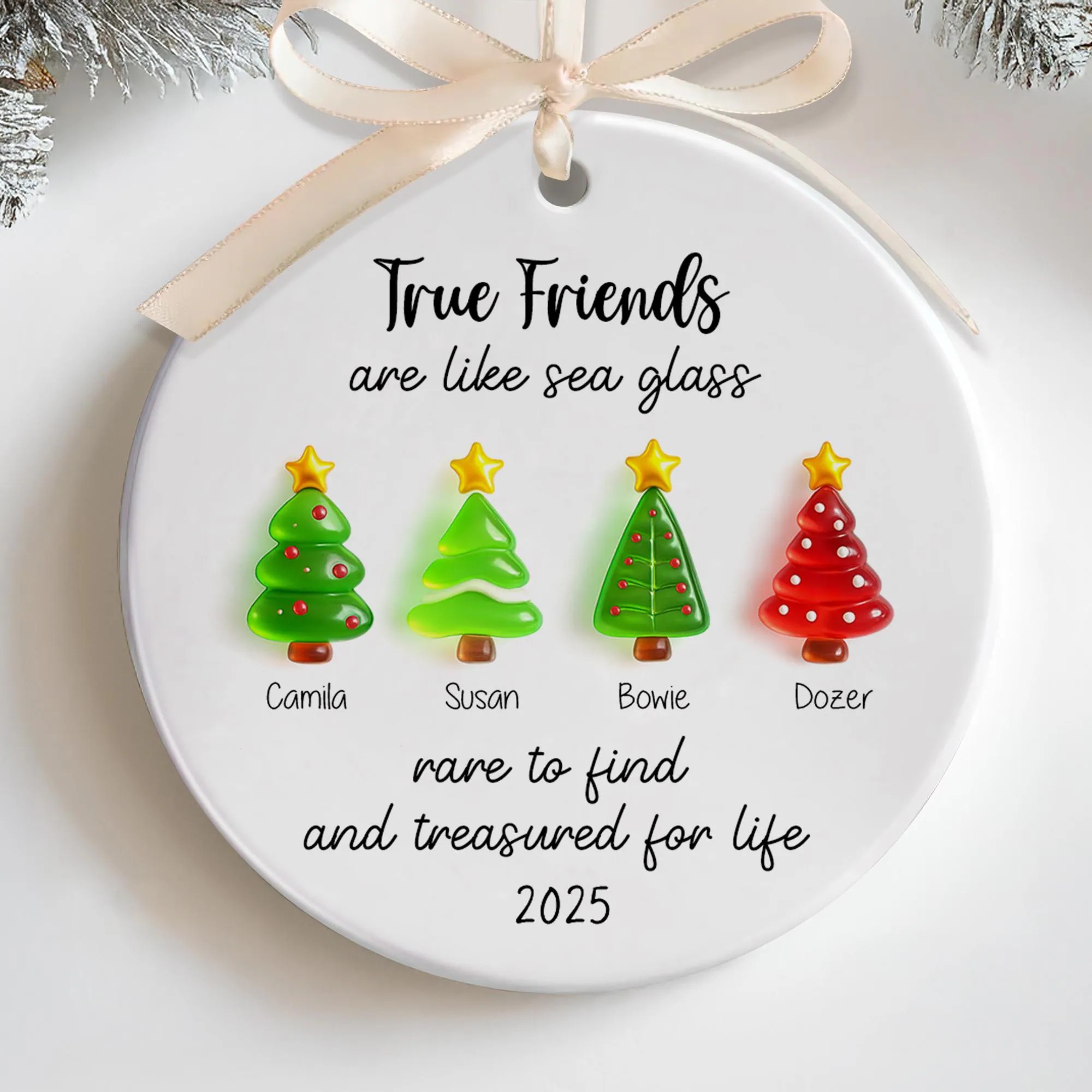 Custom Friendship Sea Glass Ceramic Ornament