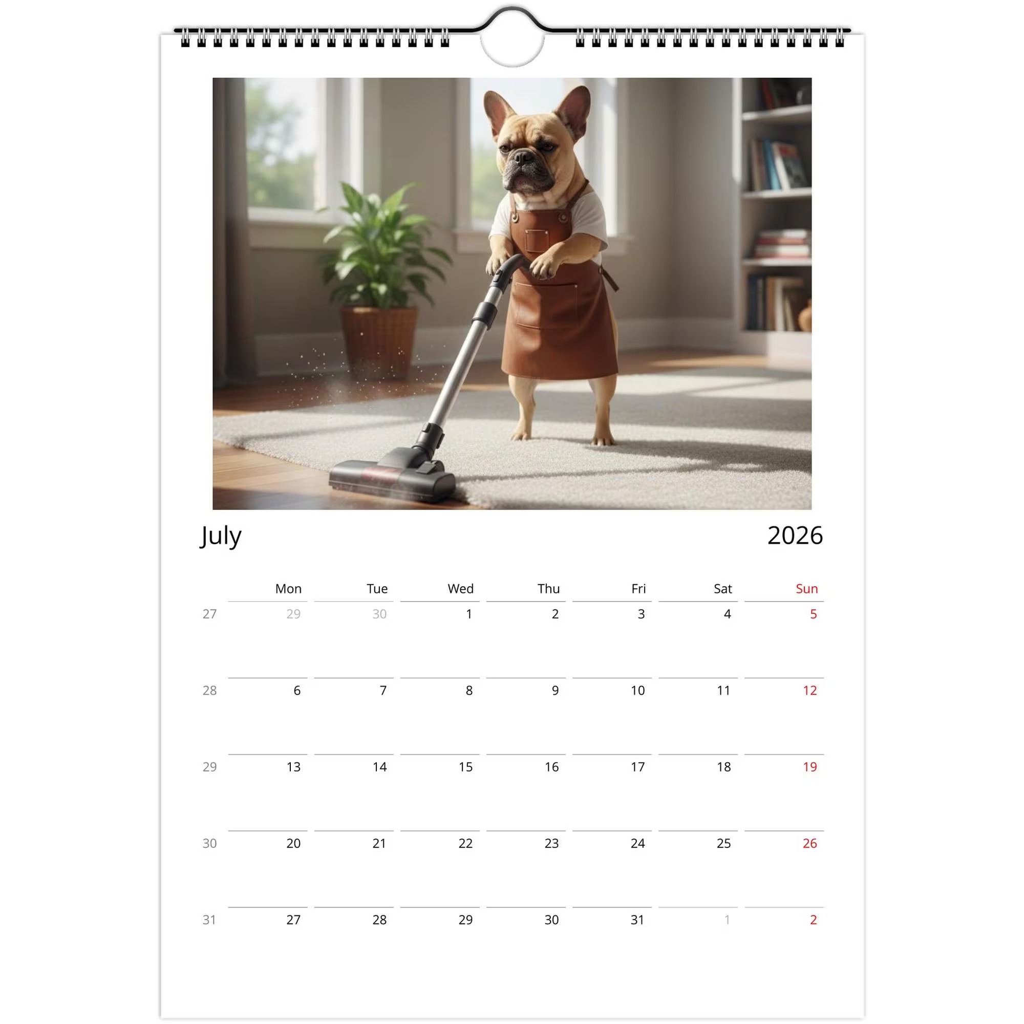 French bulldog Calendar 2026 - Daily Activities