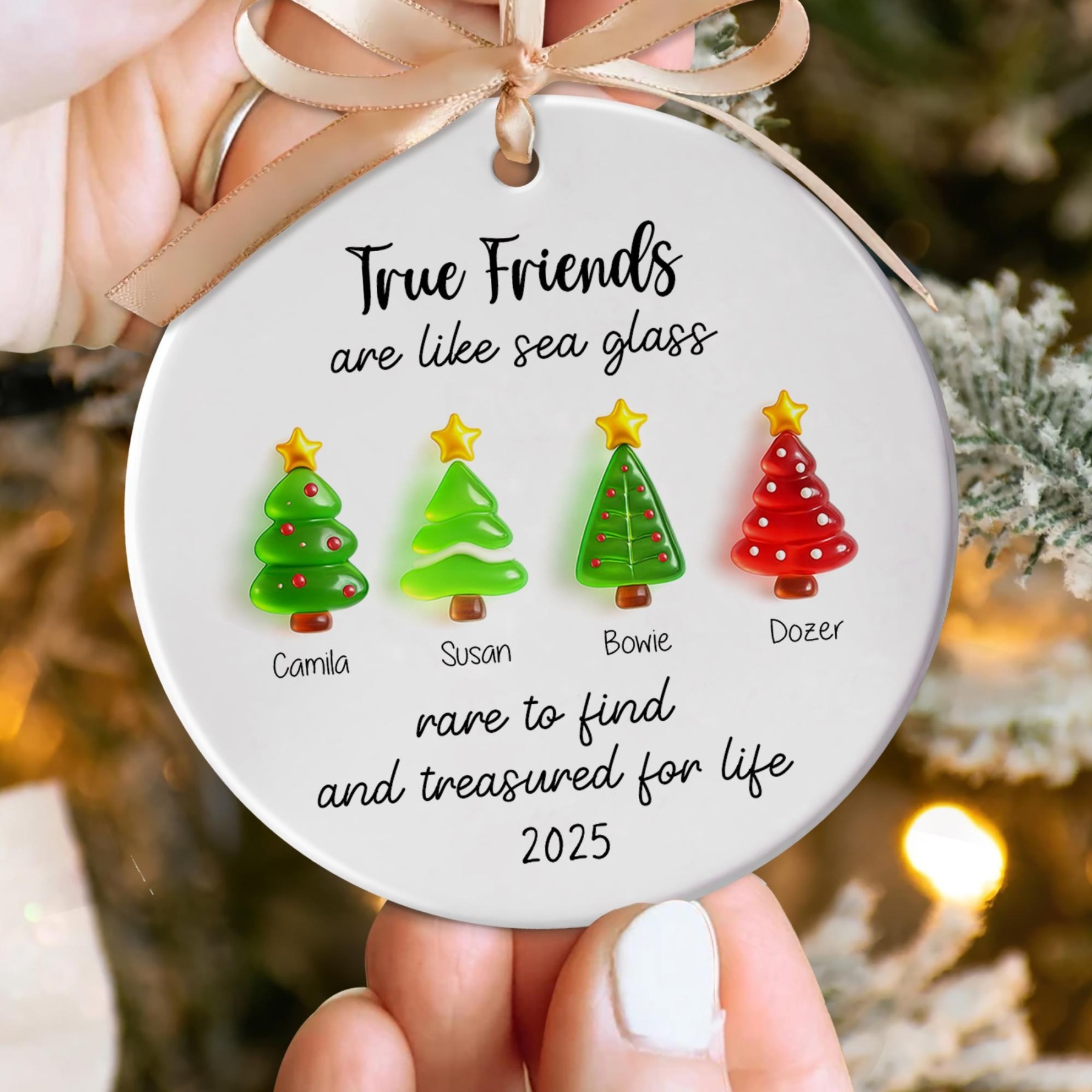 Custom Friendship Sea Glass Ceramic Ornament