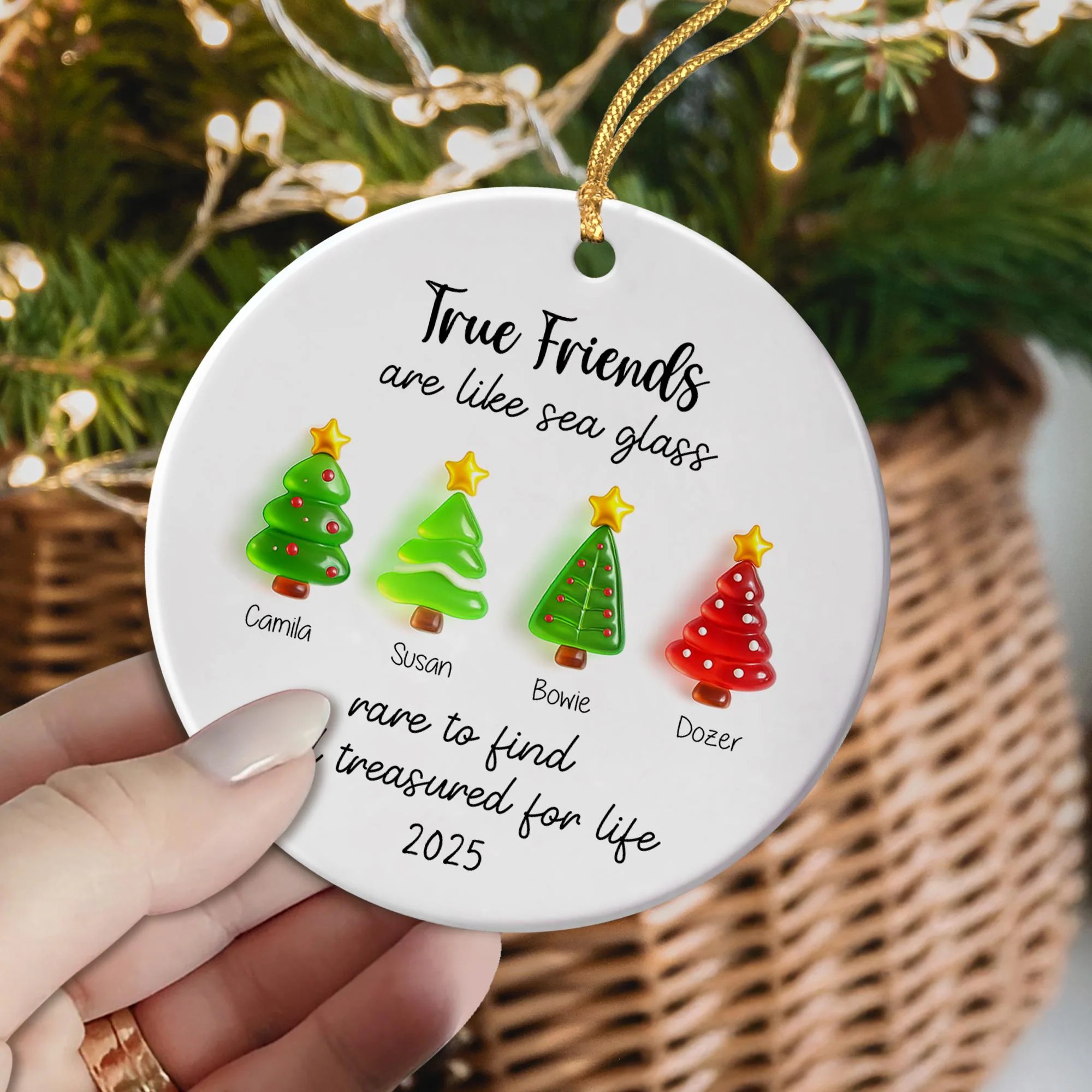 Custom Friendship Sea Glass Ceramic Ornament