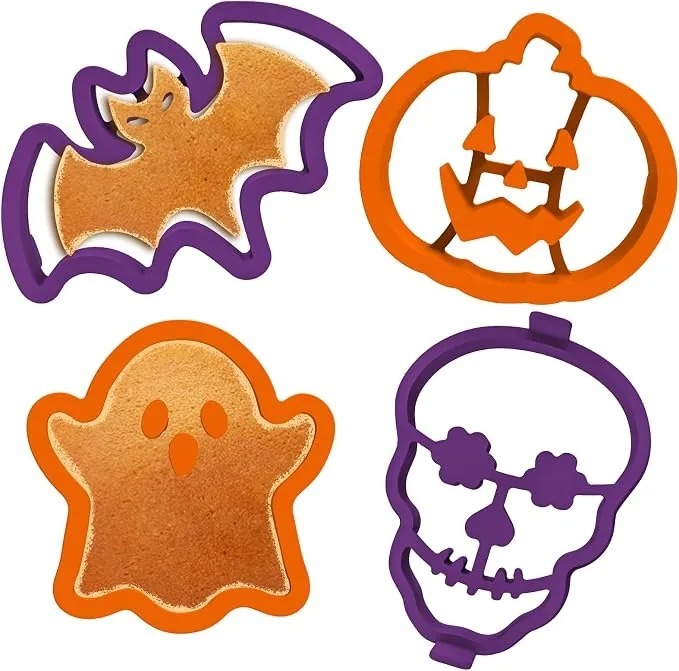 Halloween Silicone Pancake Molds for Skull, Ghost, Bat and Pumpkin Shape Pancakes